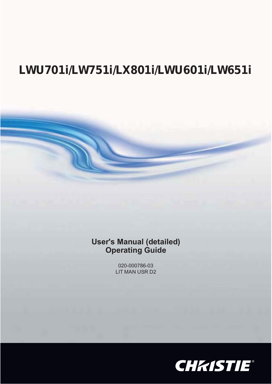 Christie LWU601i-D operation manual