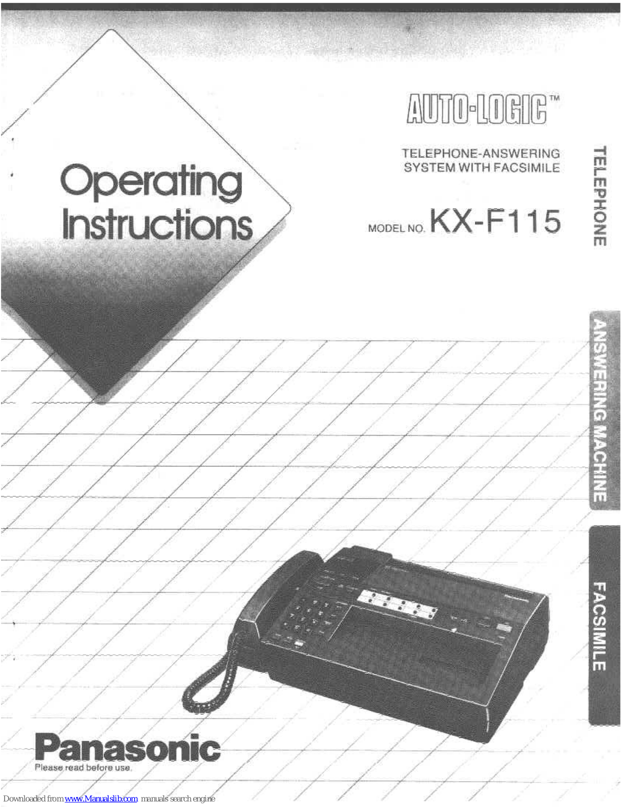 Panasonic Auto-Logic KX-F115 Operating Instructions Manual