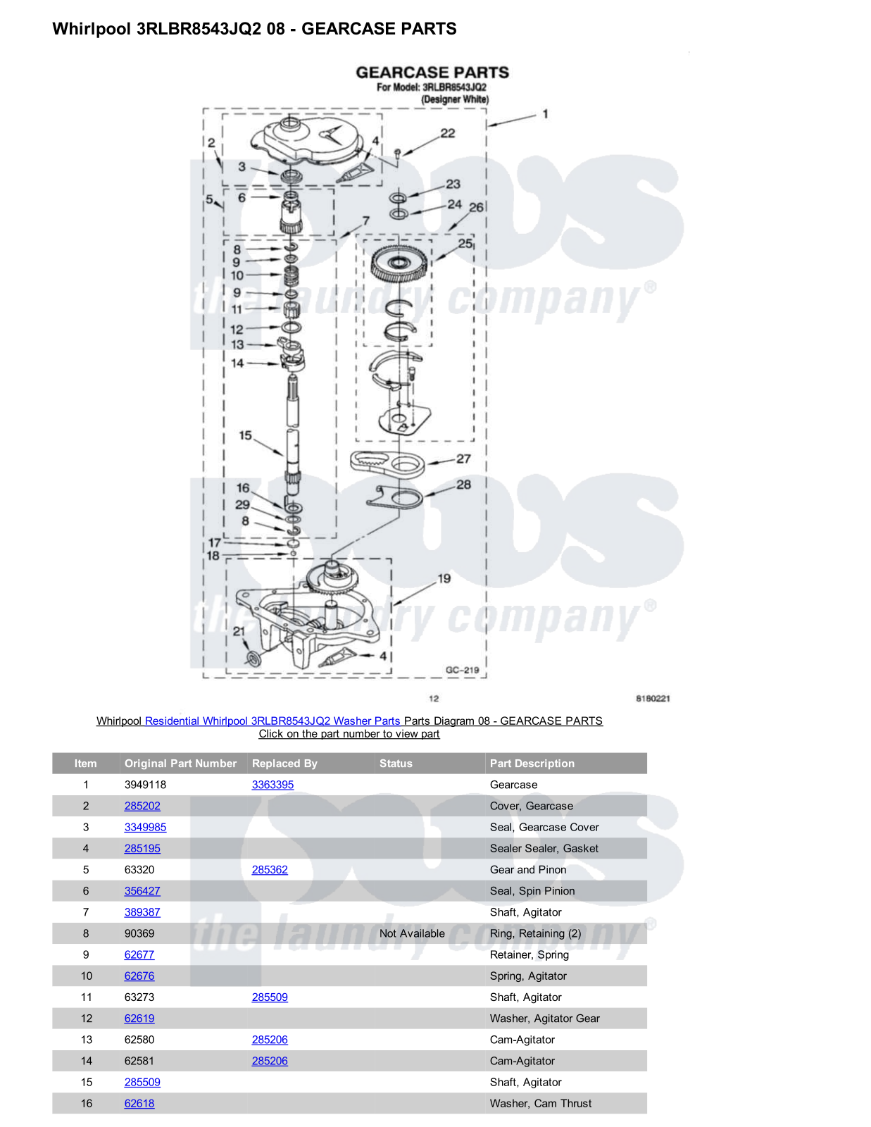 Whirlpool 3RLBR8543JQ2 Parts Diagram