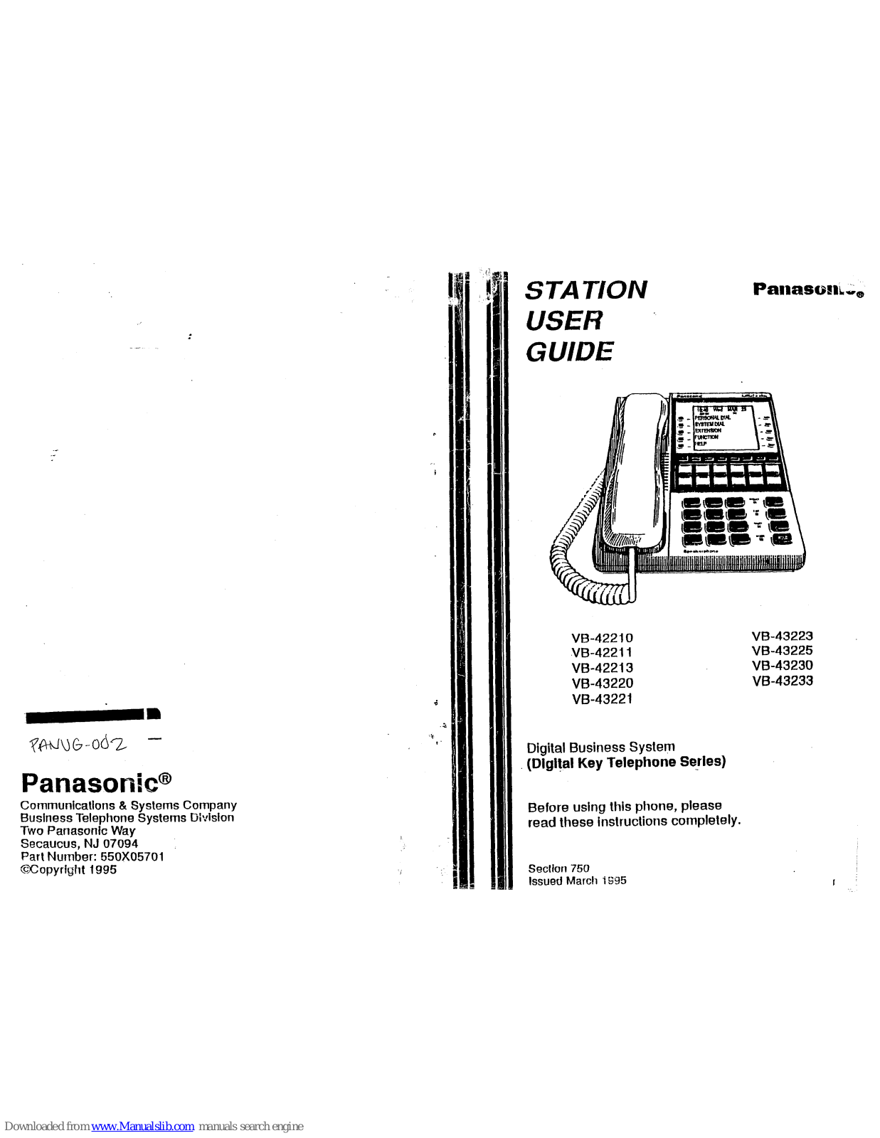 Panasonic VB-42210, VB-42213, VB-42211, VB-43220, VB-43221 User Manual