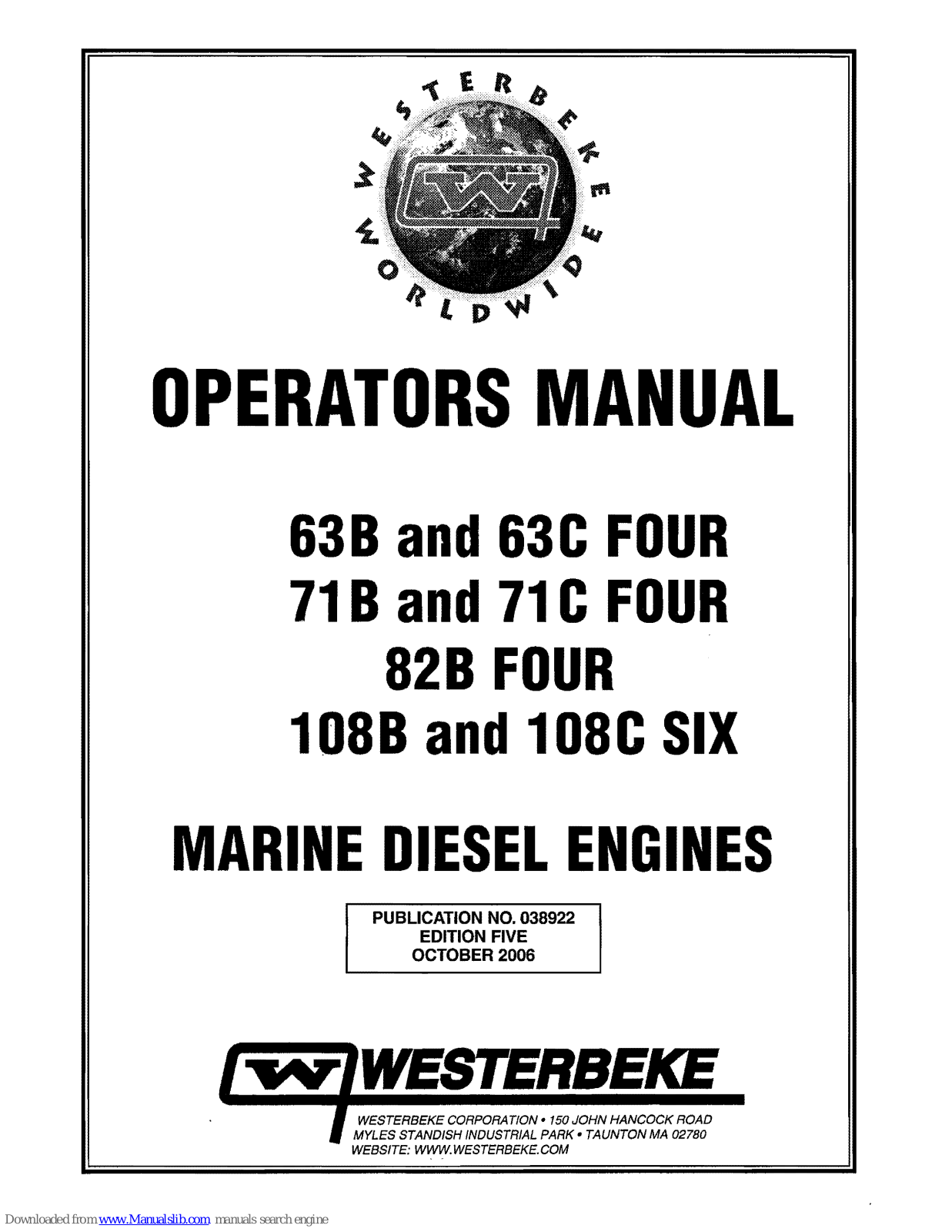 Westerbeke 71C FOUR, 82B FOUR, 108C SIX, 63C FOUR Operator's Manual - ManualMachine.com