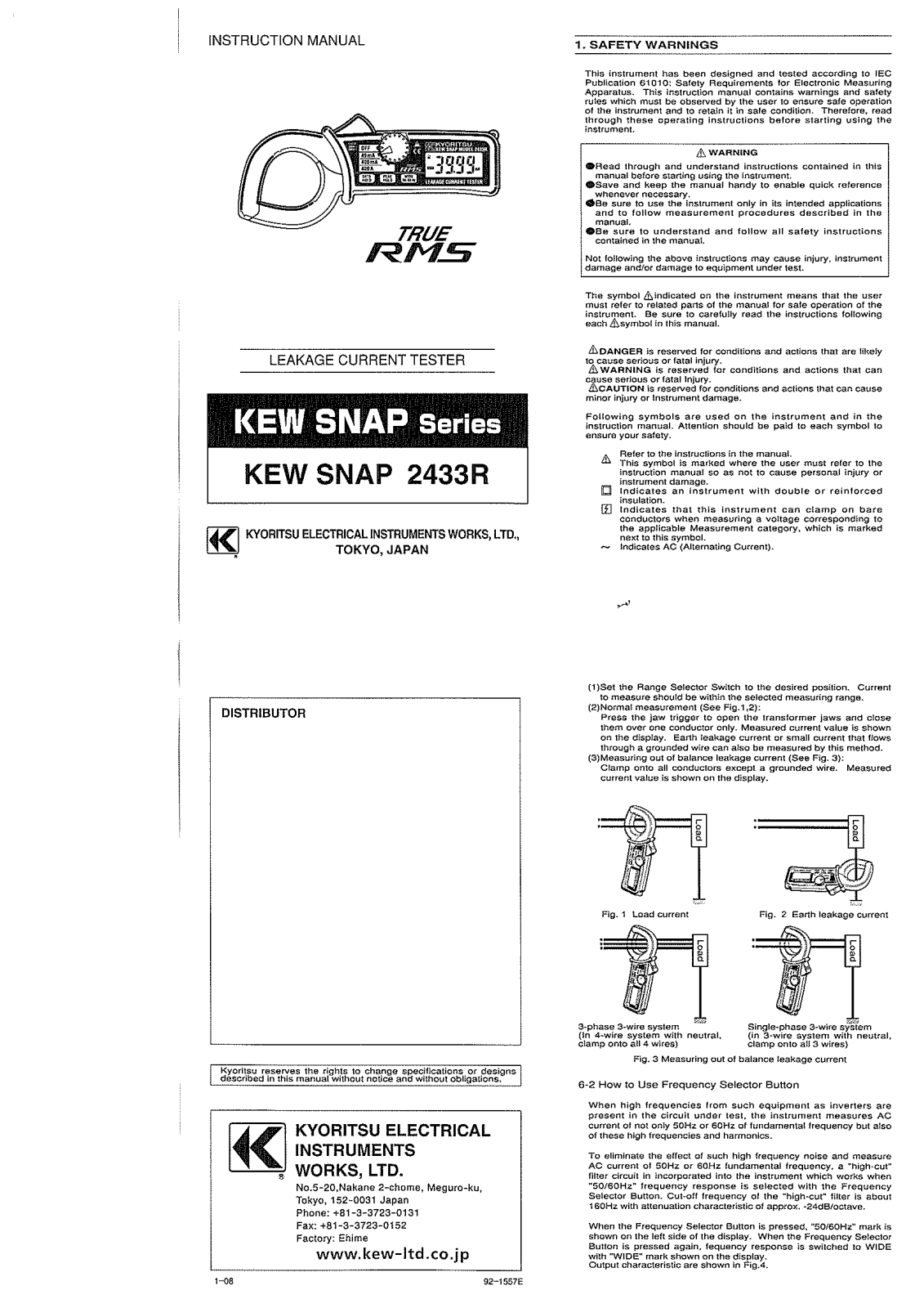 Kyoritsu KEW 2433R User guide