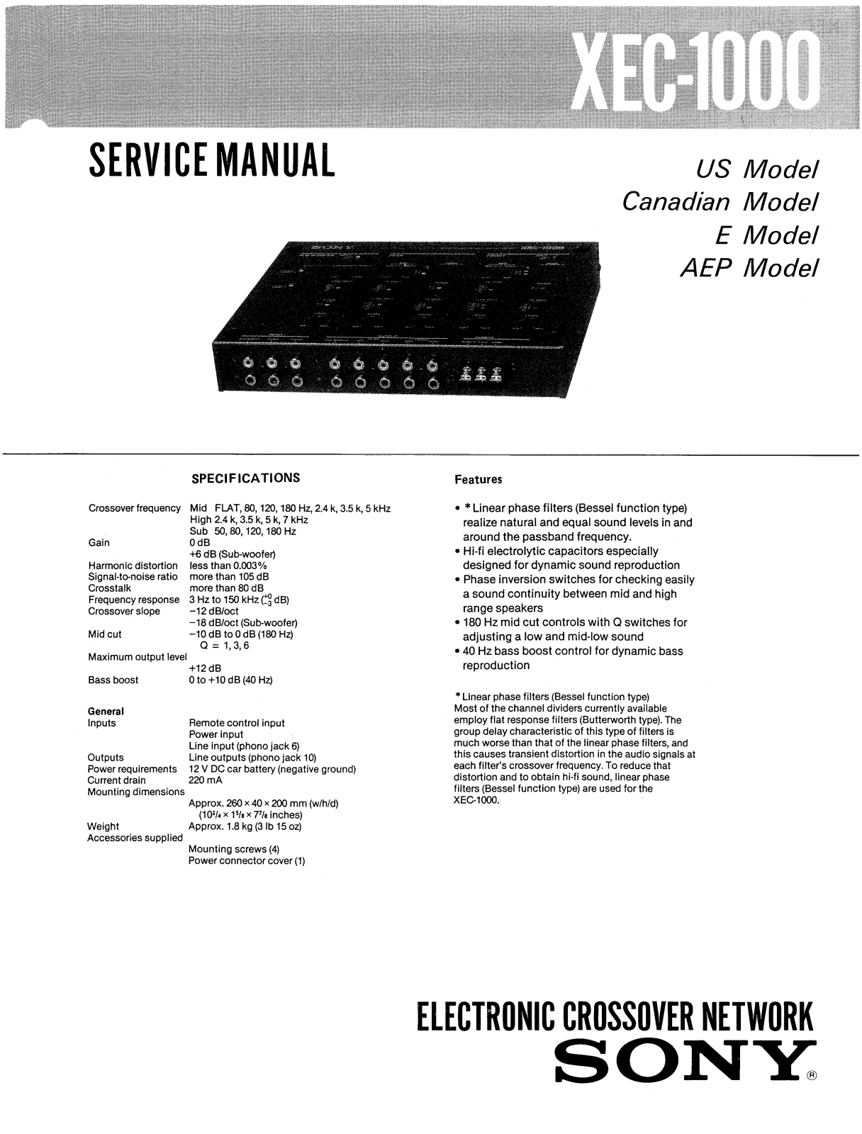 Sony XEC-1000 Service manual