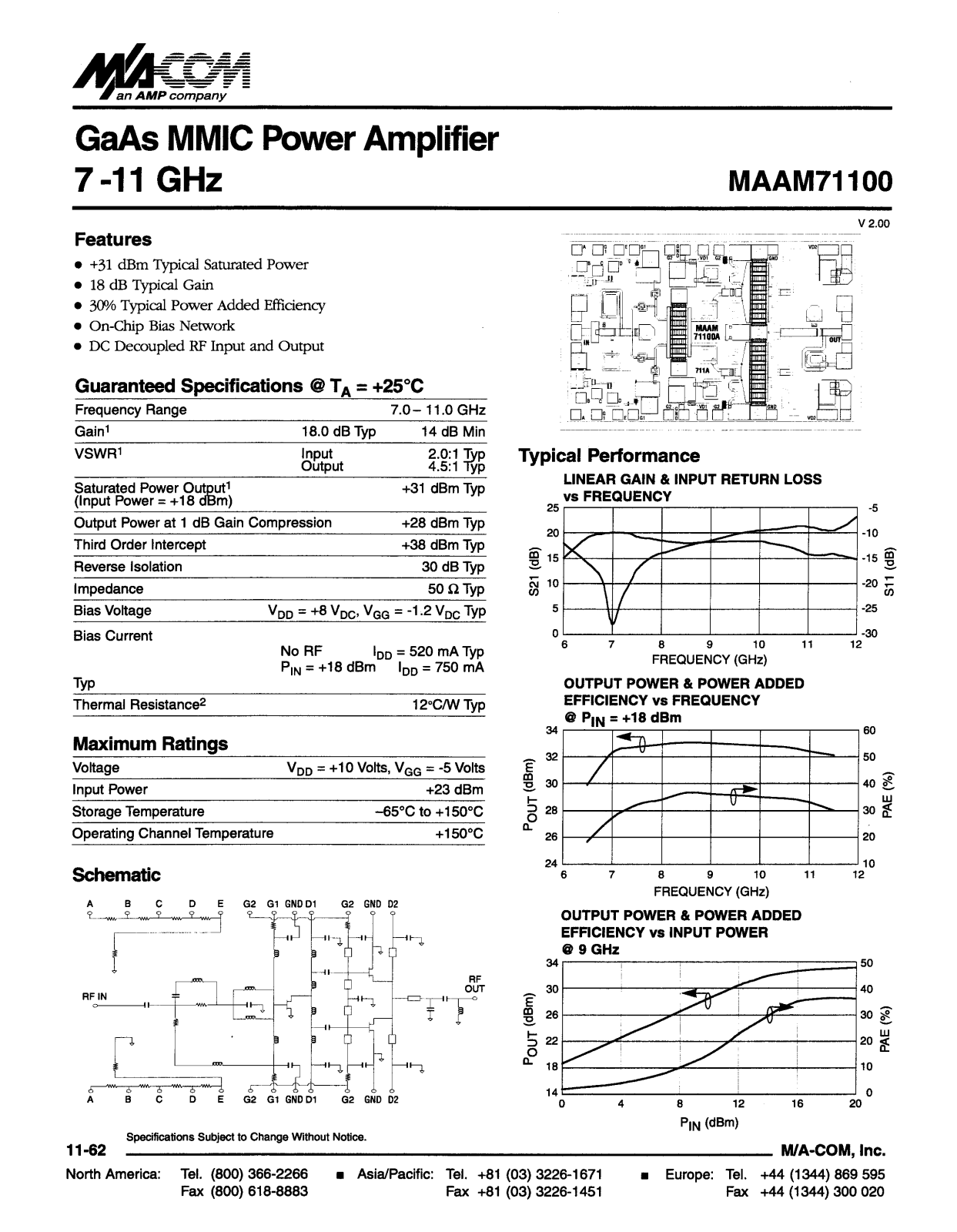 M A COM MAAM71100 Datasheet