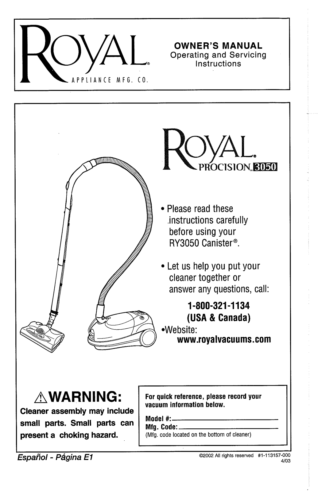 DIRTDEVIL M082400 User Manual