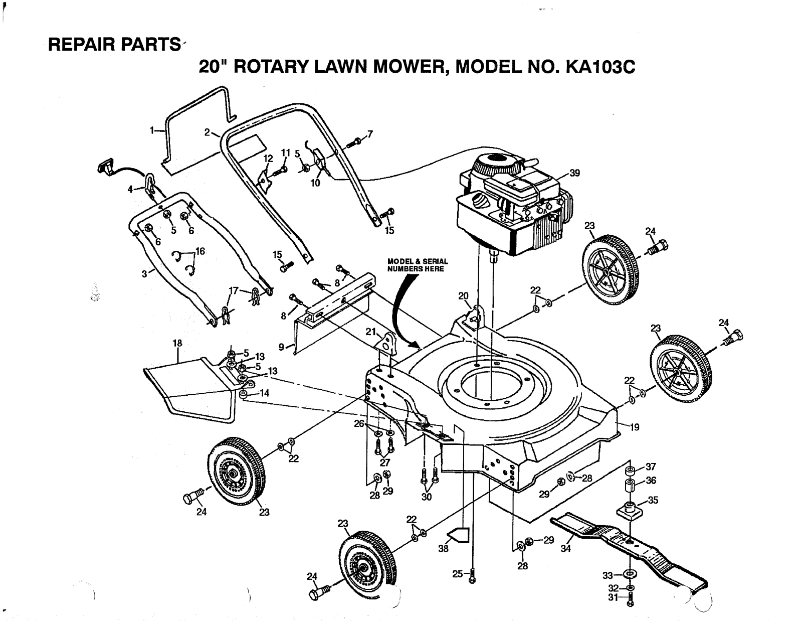 AYP KA103C Parts List