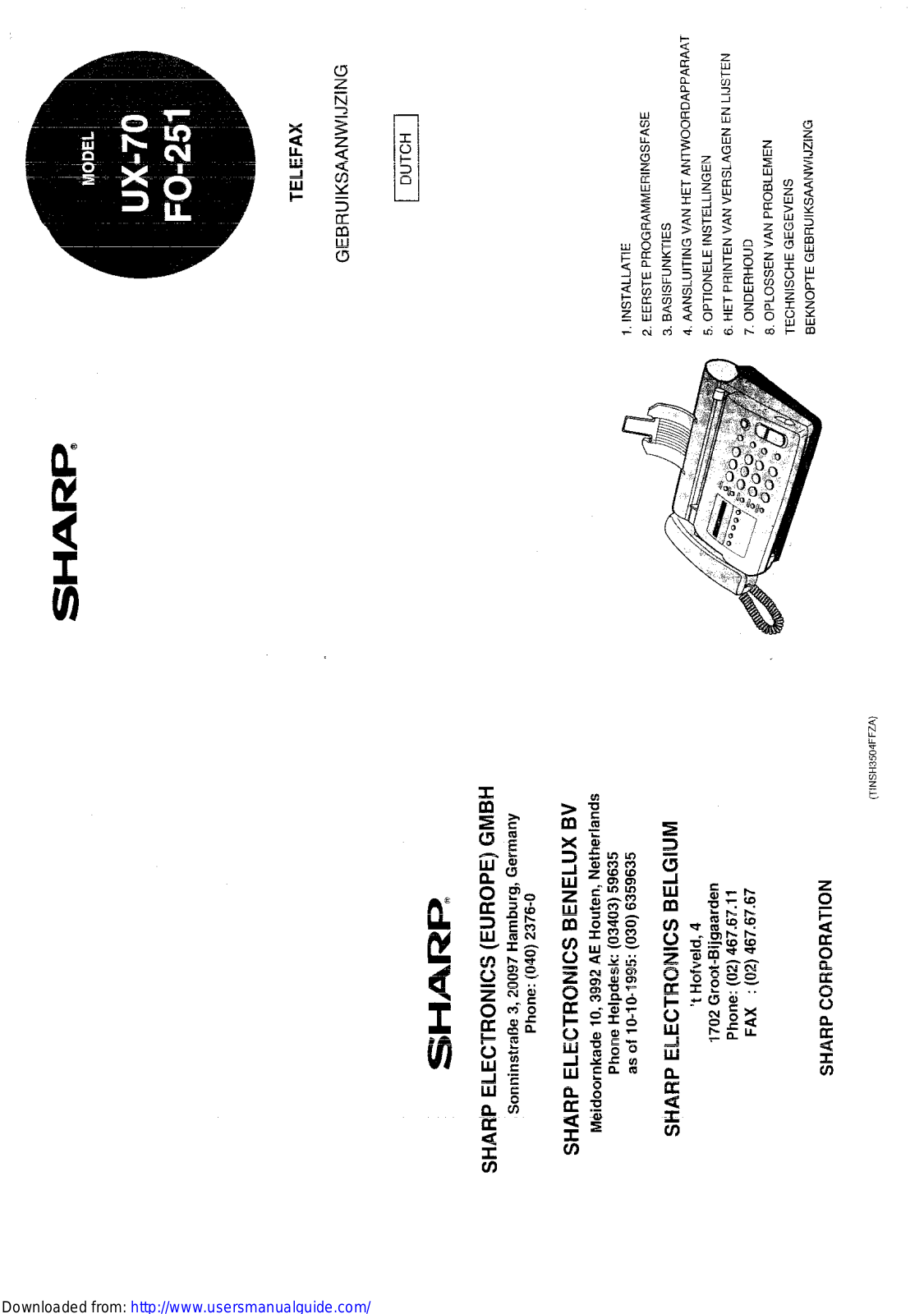 SHARP FO-251/UX-70 User Manual