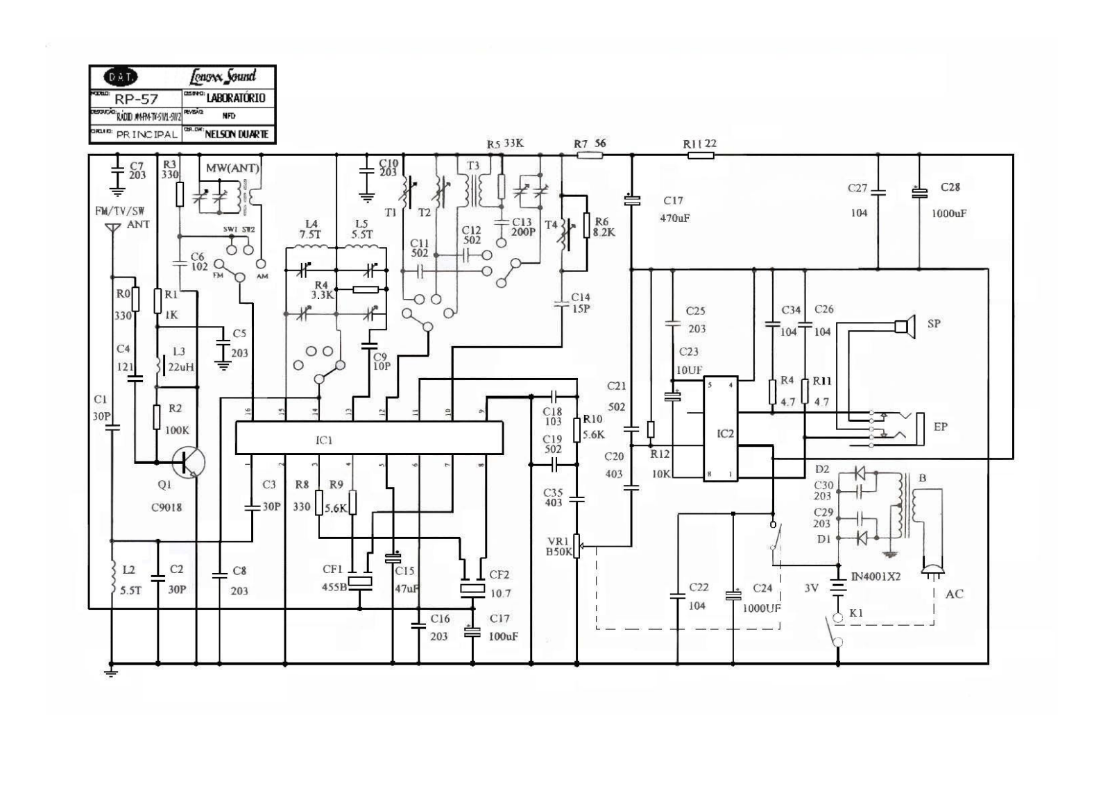 Lenoxx RP-57 Schematic