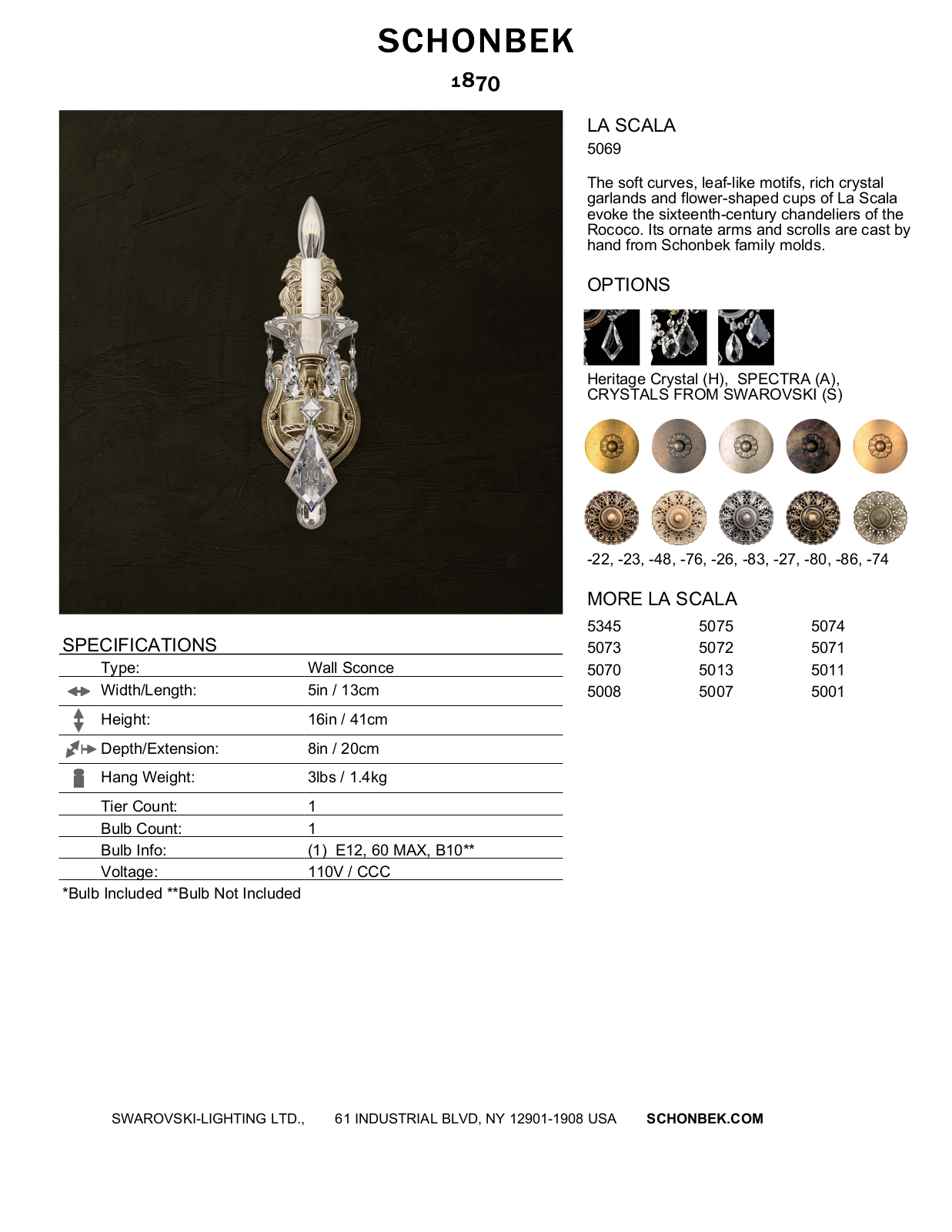 Schonbek SOC1246 Specifications - ManualMachine.com