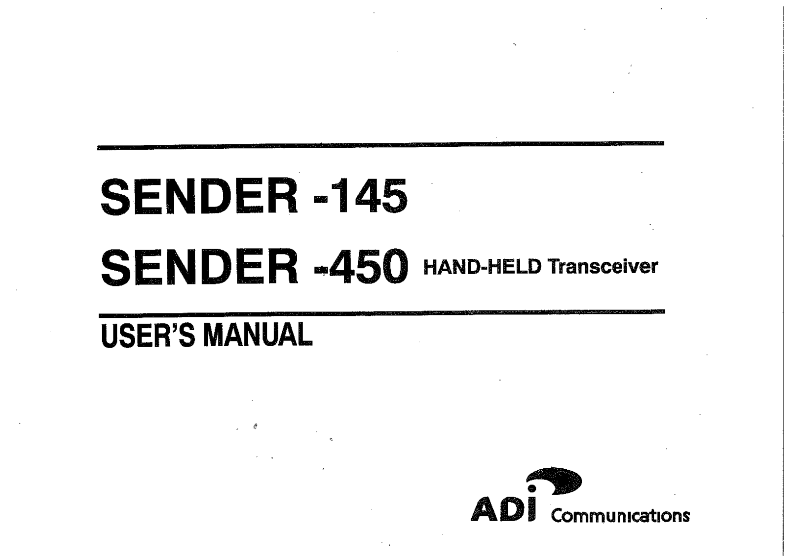 ADi Communications Sender-450, Sender-145 User Manual