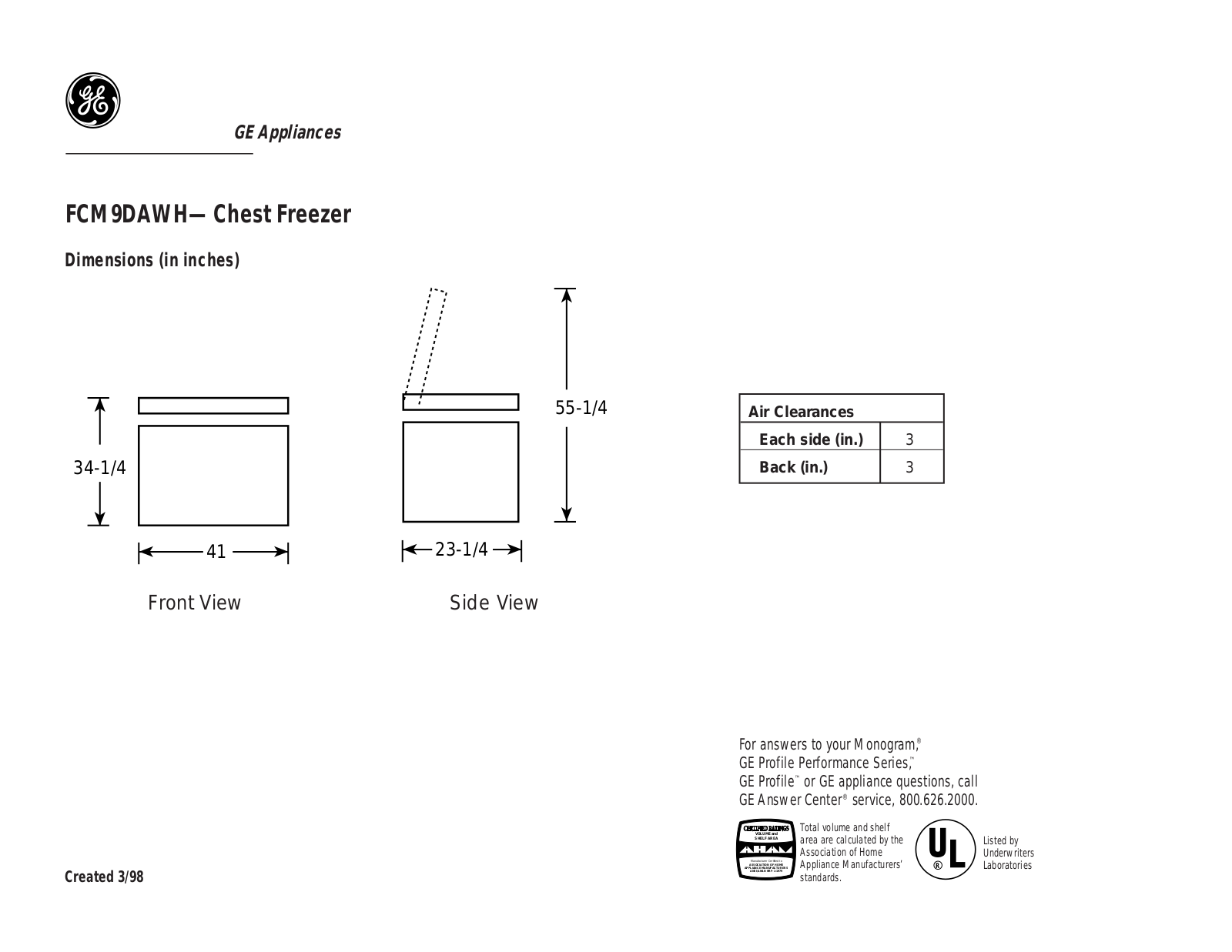 GE FCM9DAWH User Manual