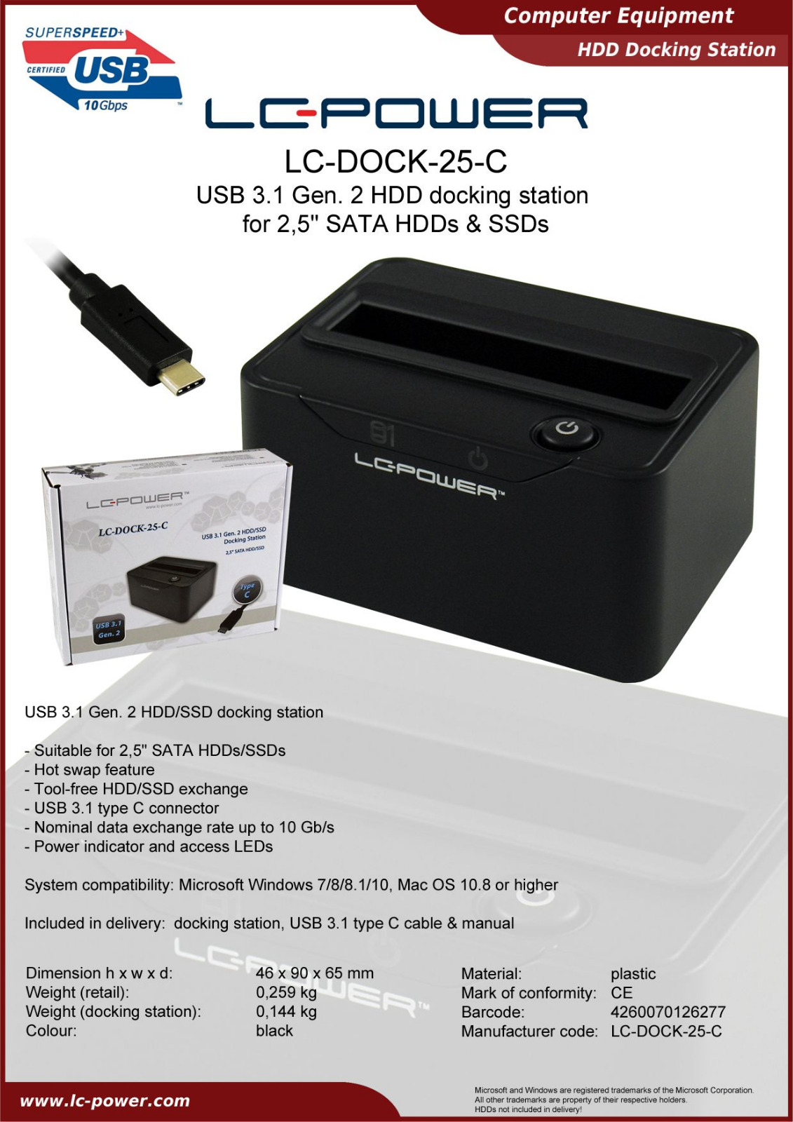 LC-Power LC-DOCK-25-C User Manual