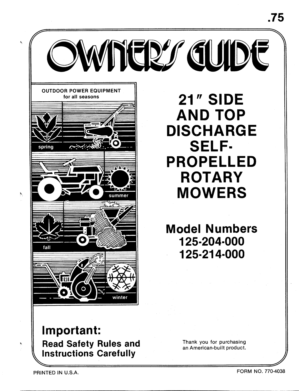 MTD 125-214-000, 125-204-000 User Manual