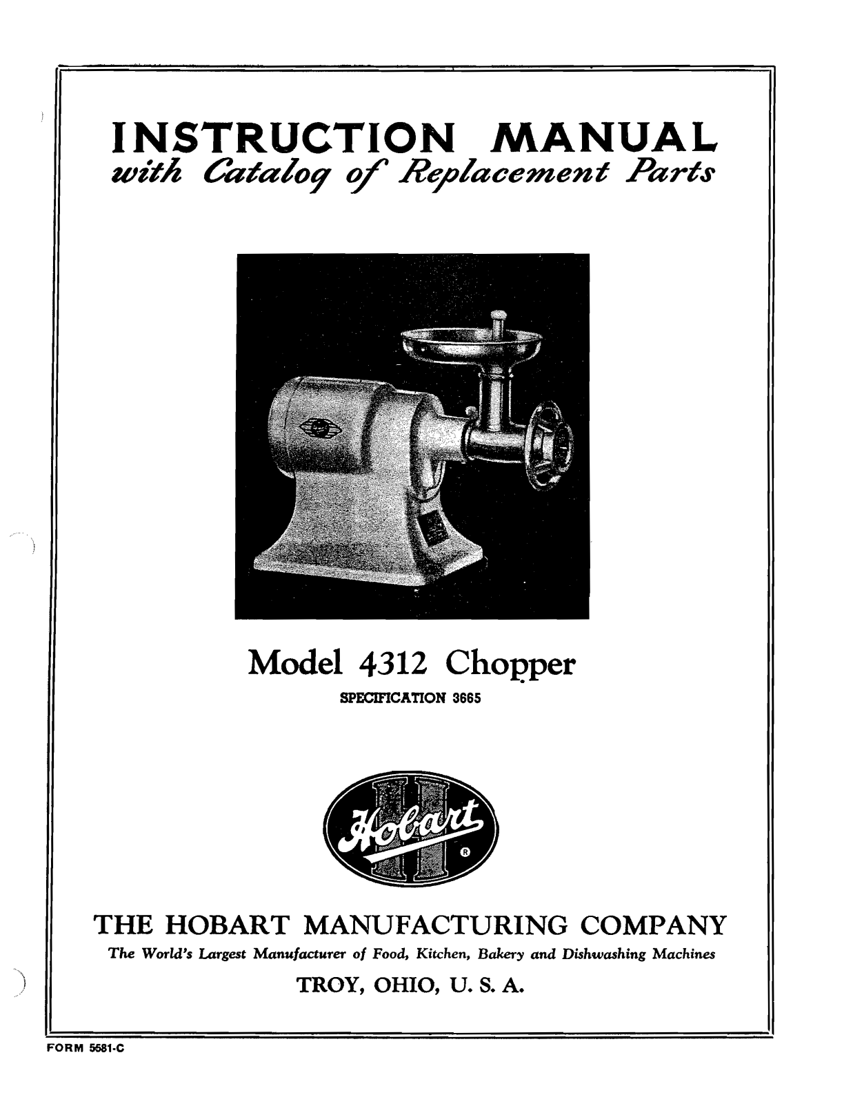 Hobart 4312 Installation Manual
