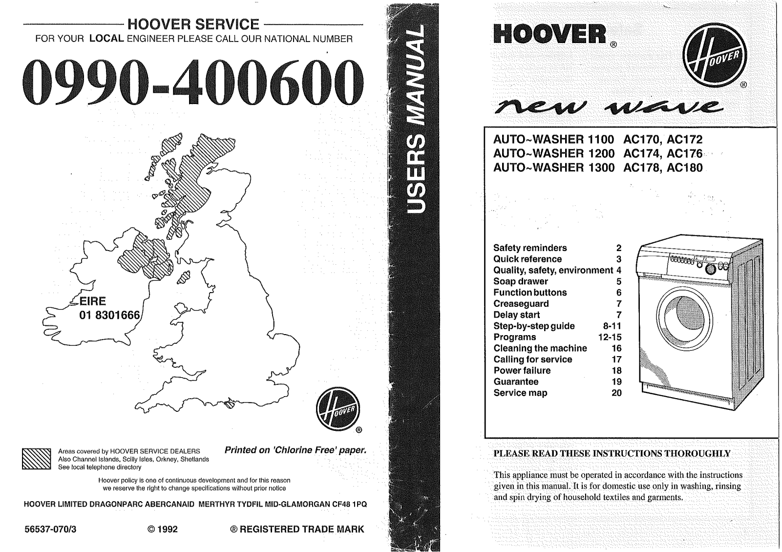 Hoover 1200 AC174, 1300 AC180, 1300 AC178, 1100 AC172, 1200 AC176 User Manual