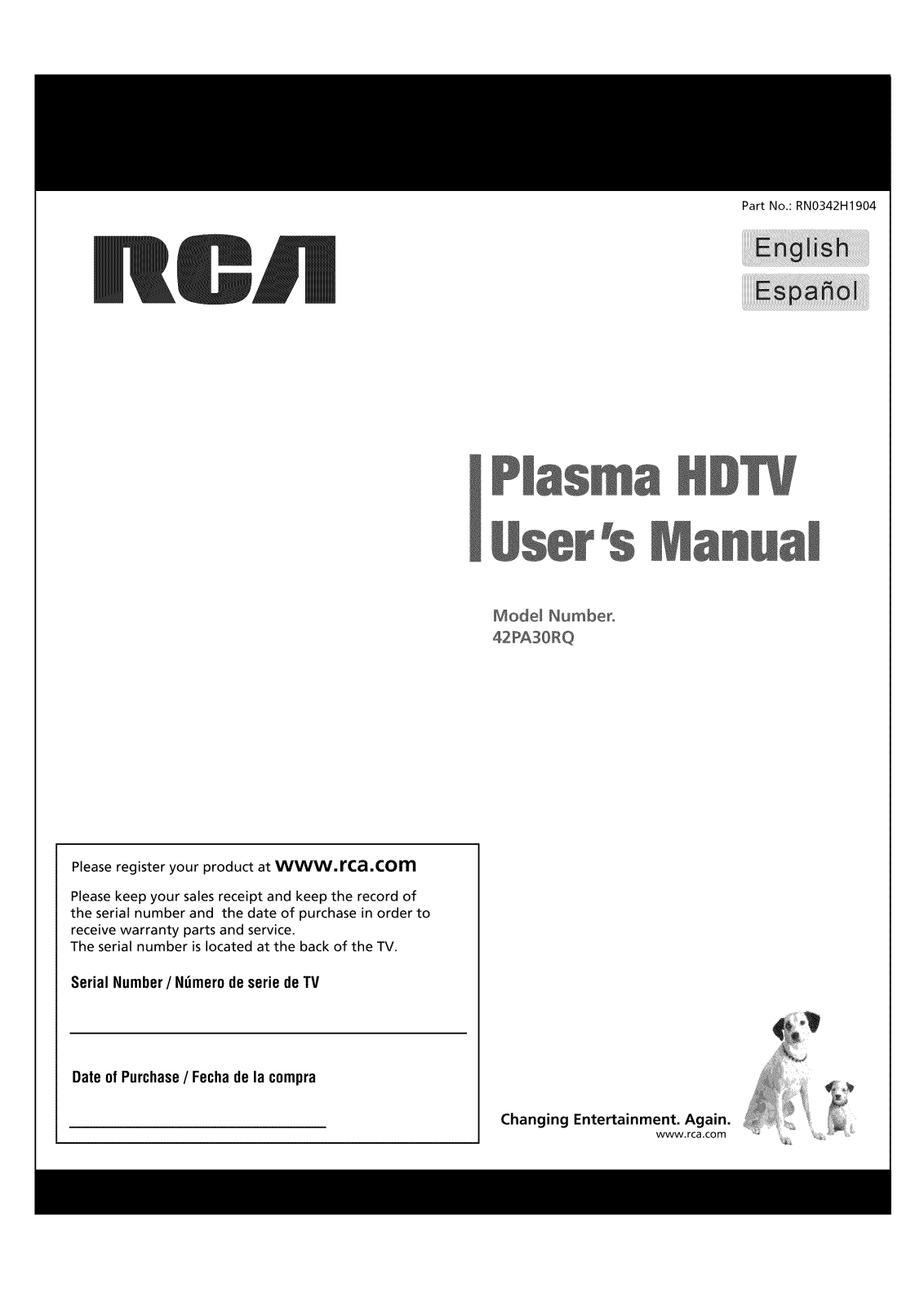 RCA 42PA30RQ Owner’s Manual