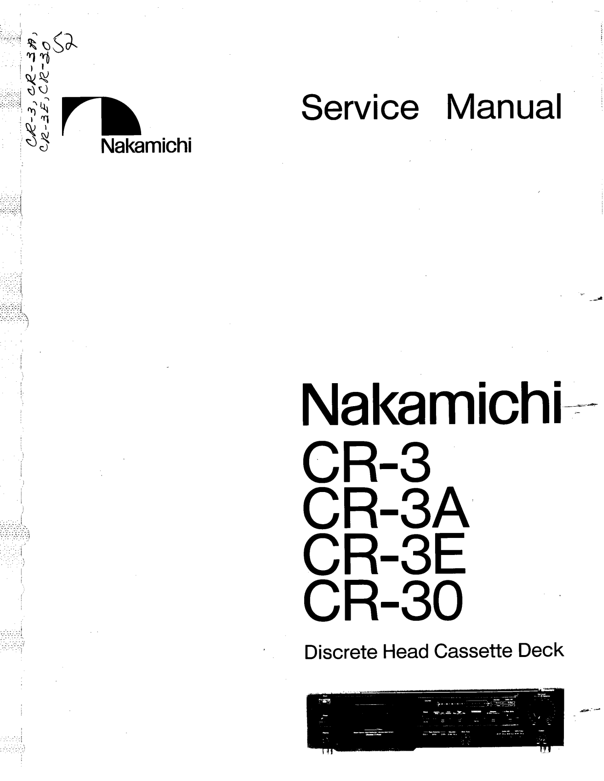 Nakamichi CR-3, CR-3-E, CR-30, CR-3-A Service manual