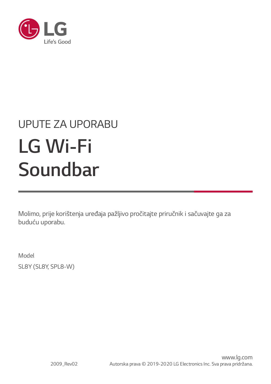 LG SL8Y User manual