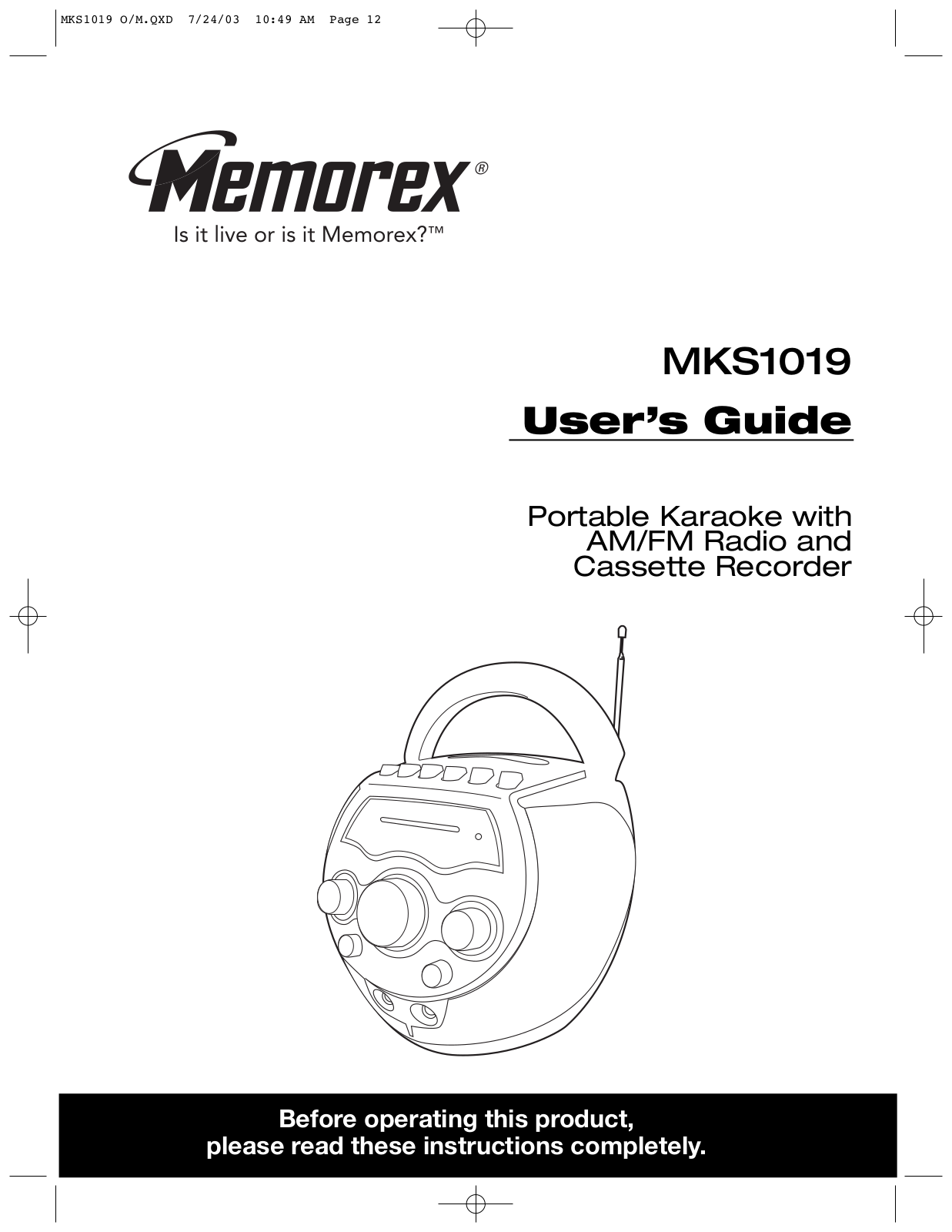 Memorex MKS1019 User Manual