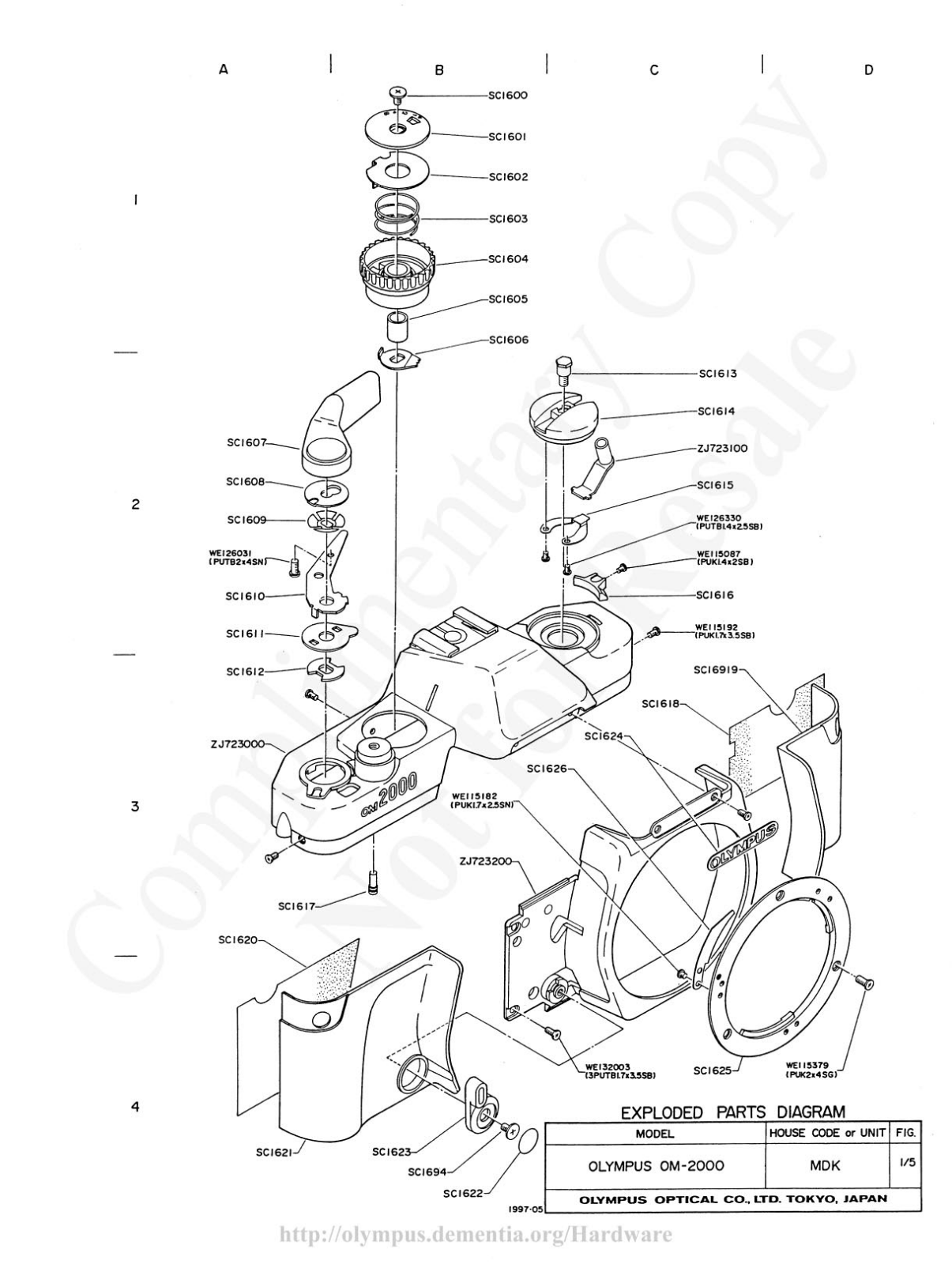 OLYMPUS OM-2000 EXPLODED PARTS DIAGRAM