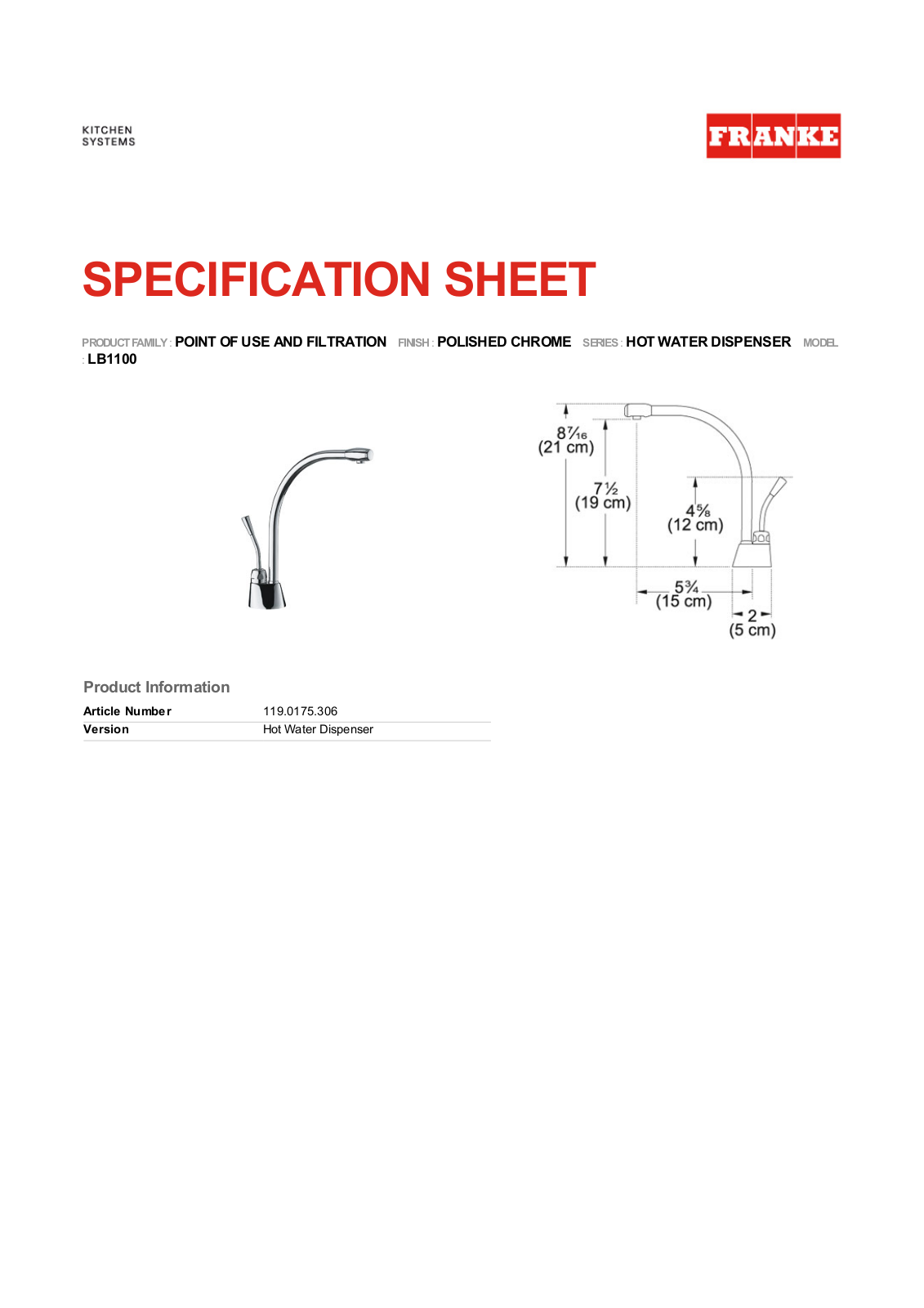 Franke Foodservice LB1100 User Manual