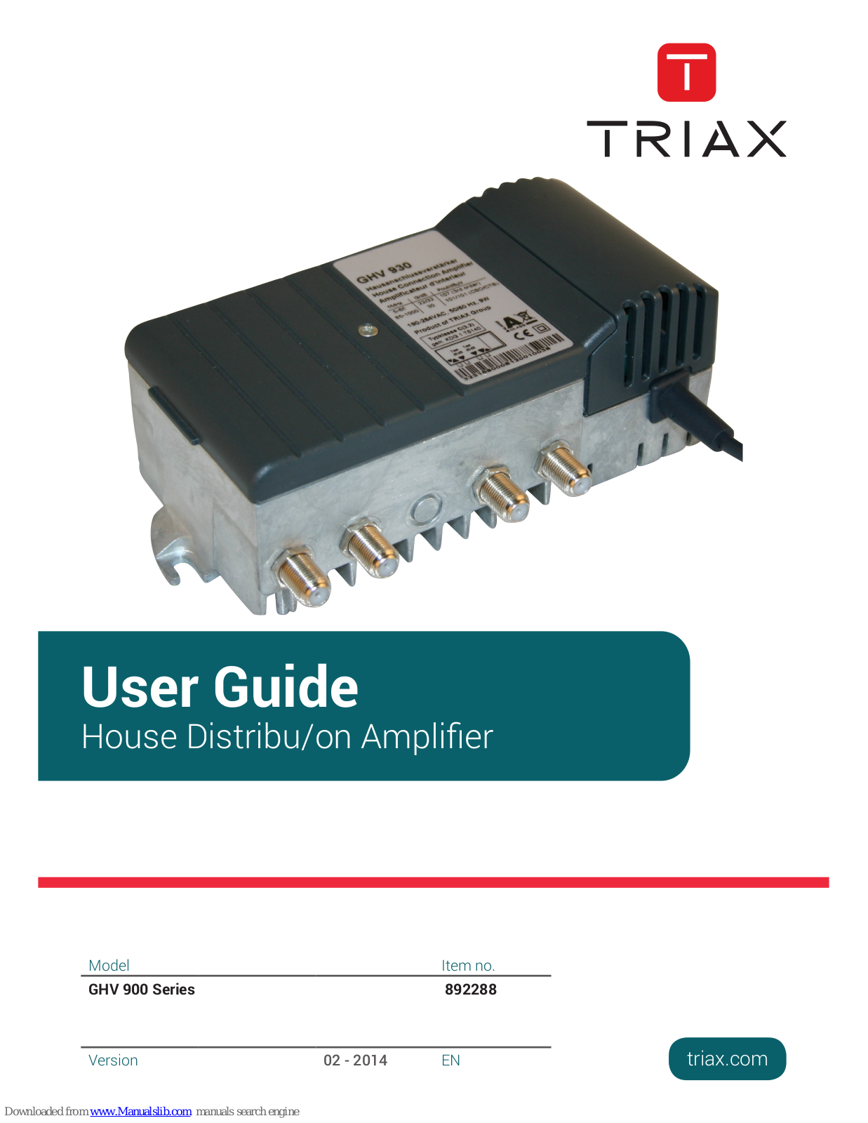 Triax 892288 User Manual