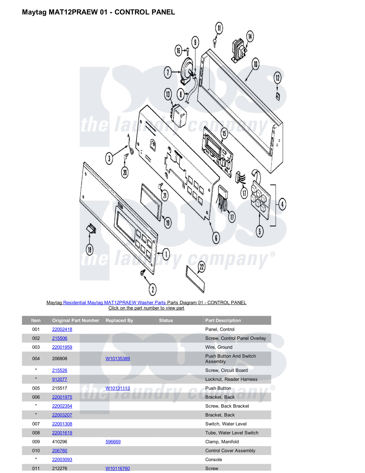 Maytag MAT12PRAEW Parts Diagram