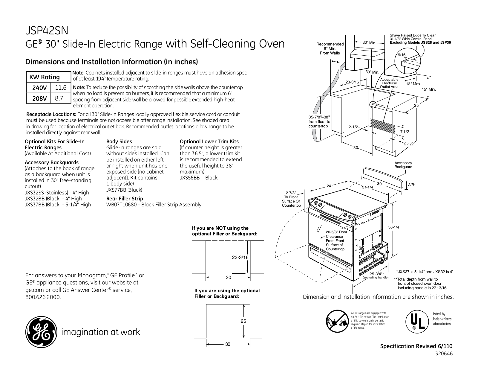 General Electric JSP42SNSS User Manual