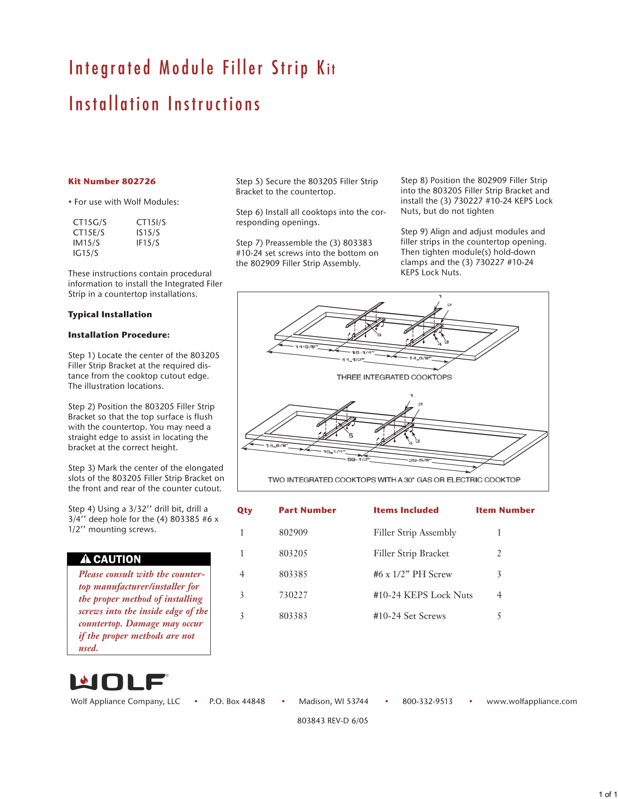 Wolf 802726 Installation