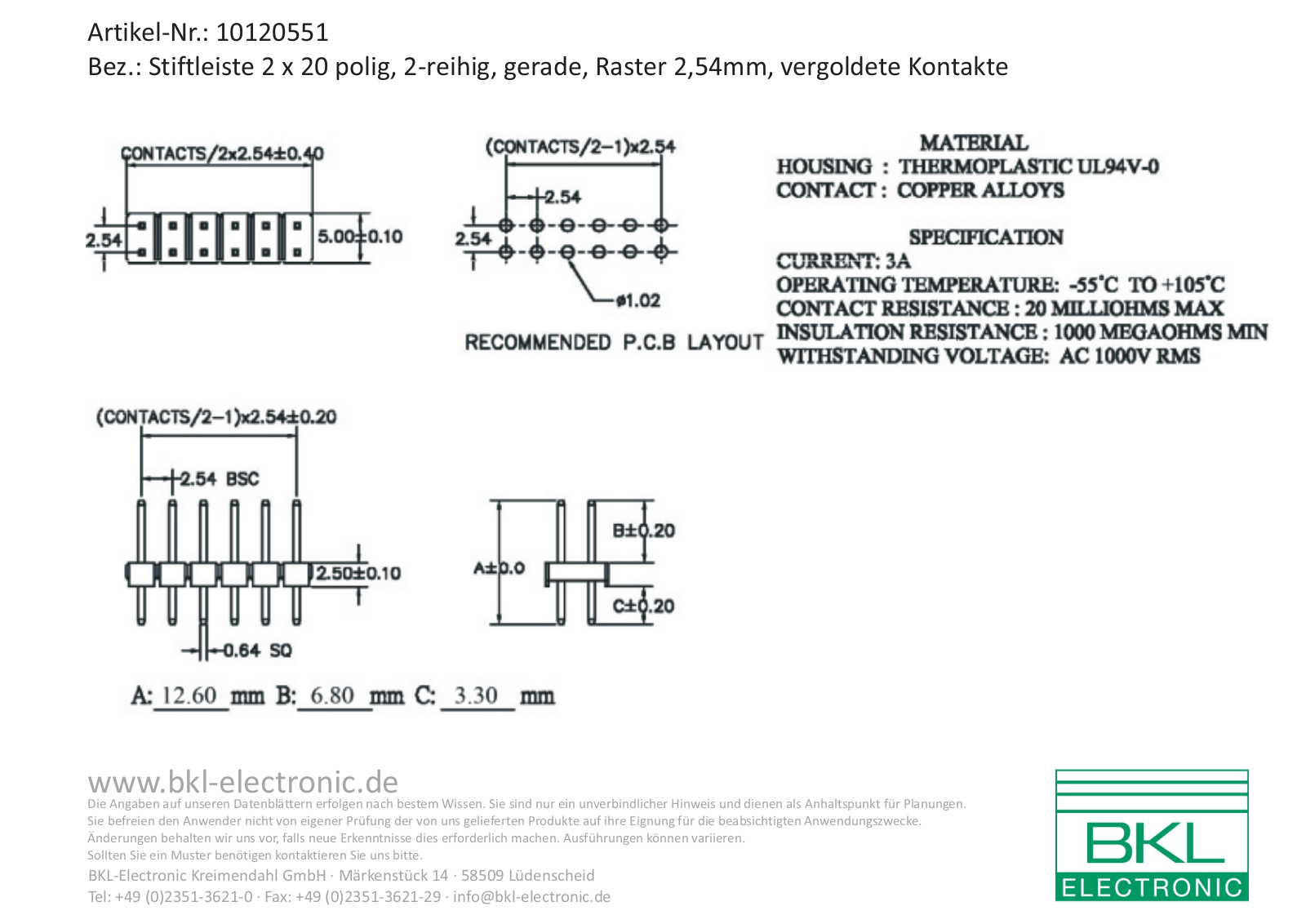 BKL BKL 10120551 Datasheet - ManualMachine.com
