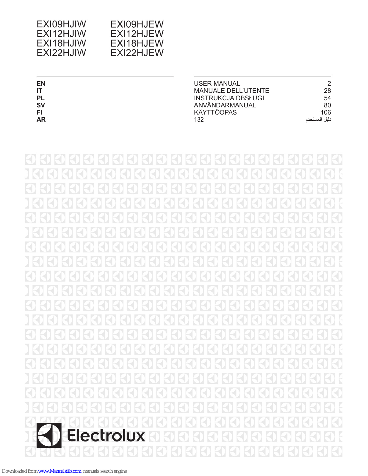 Electrolux EXI09HJEW, EXI18HJEW, EXI12HJEW, EXI12HJIW, EXI22HJIW User Manual