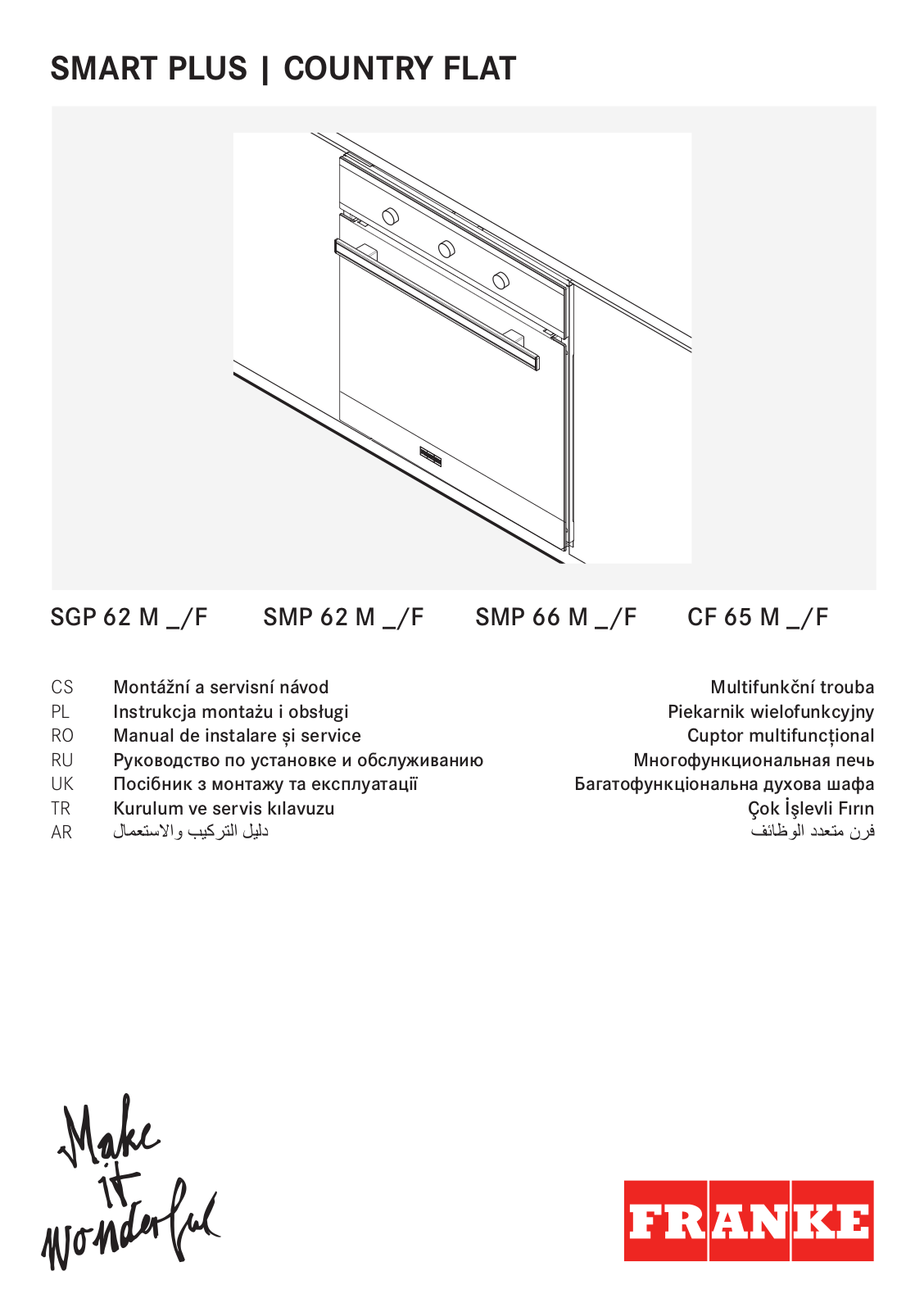 Franke CF 65 M CO/F, CF 65 M GF/F, CF 65 M OA/F User manual