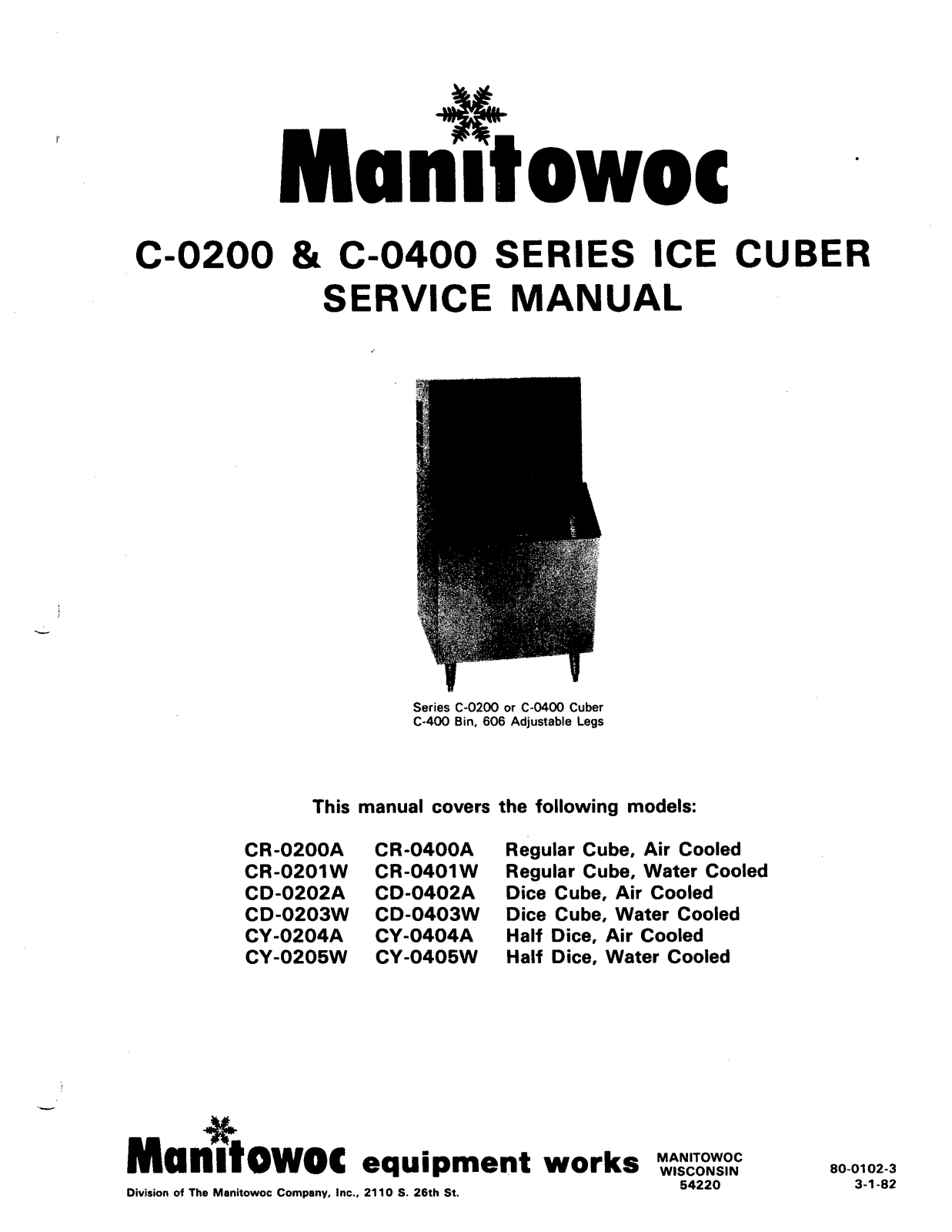 Manitowoc Ice CD0404A Installation Manual