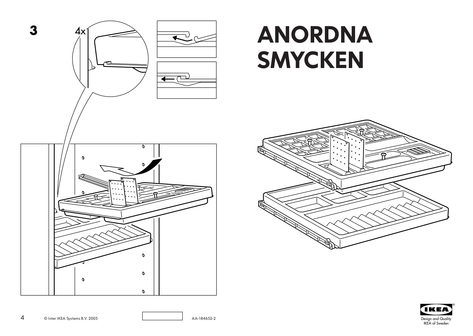 IKEA ANORDNA SMYCKEN PULL-OUT UNIT S2 16X15 Assembly Instruction