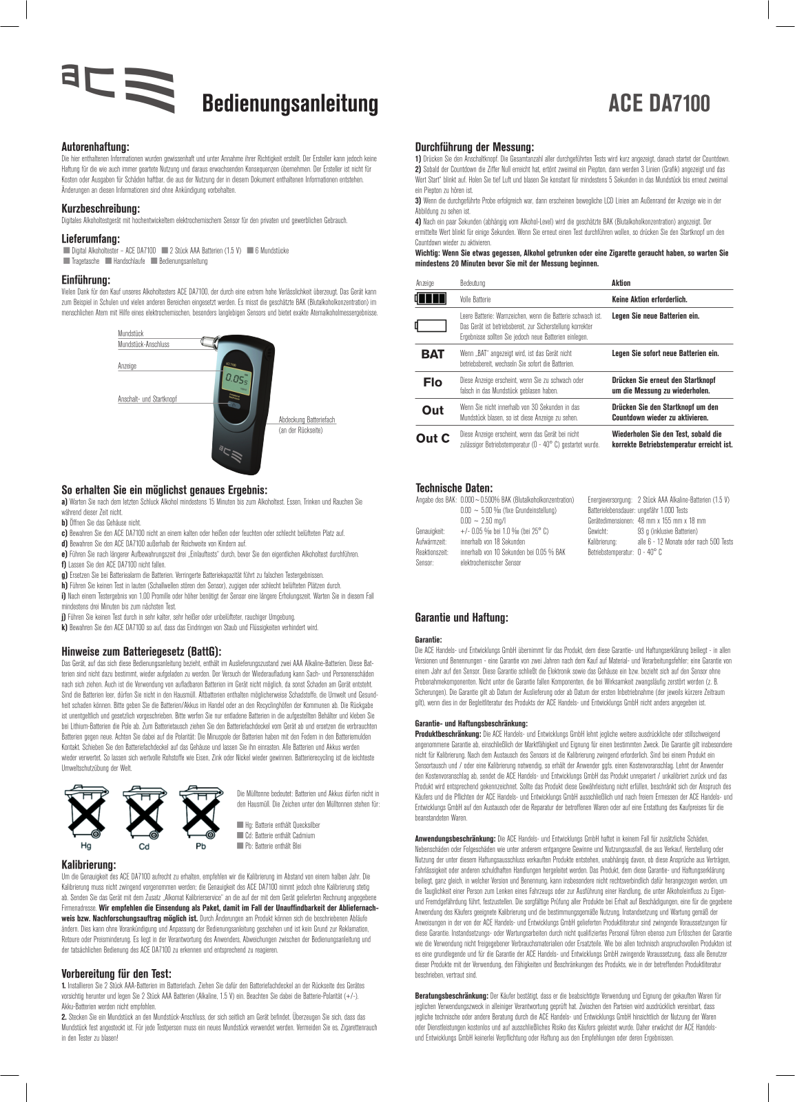 ACE DA7100 User guide