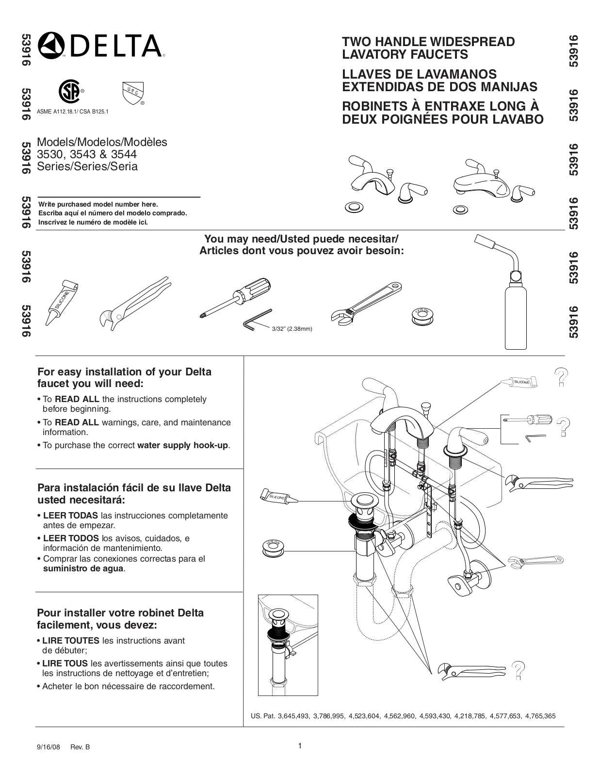 Delta 3530, 3543, 3544 User Manual