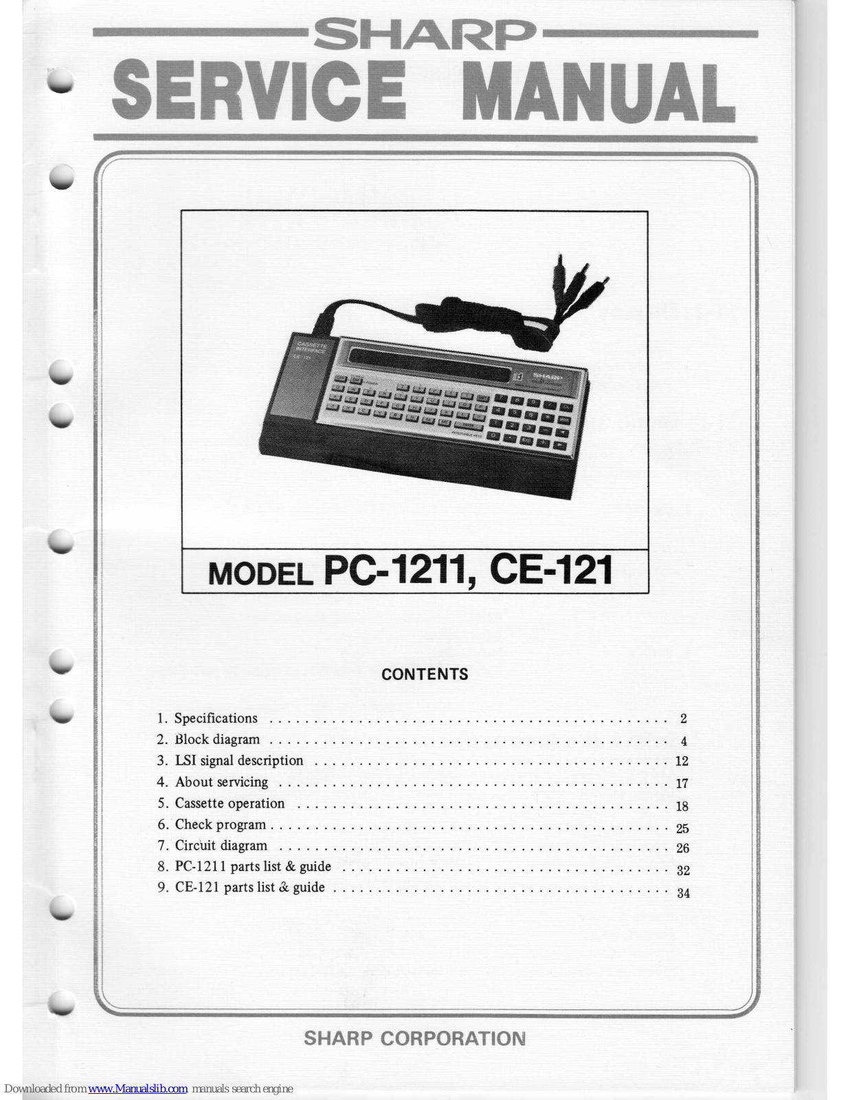 Sharp PC-1211, CE-121 Service Manual - ManualMachine.com