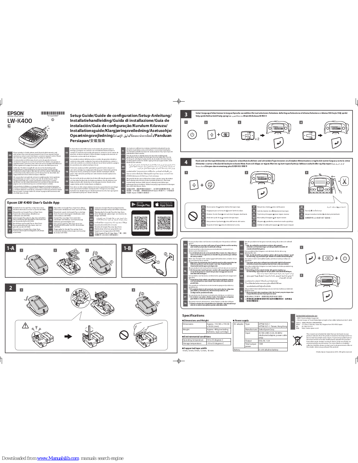 Epson LW-K200, LW-K400 Setup Manual