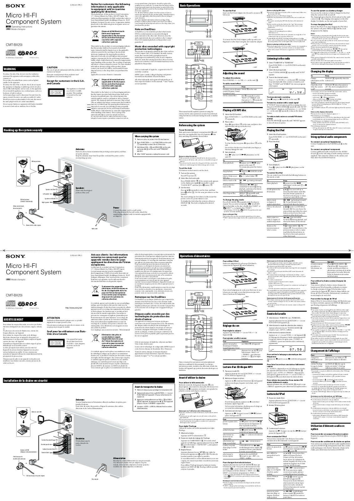 SONY CMT-BX20i User Manual