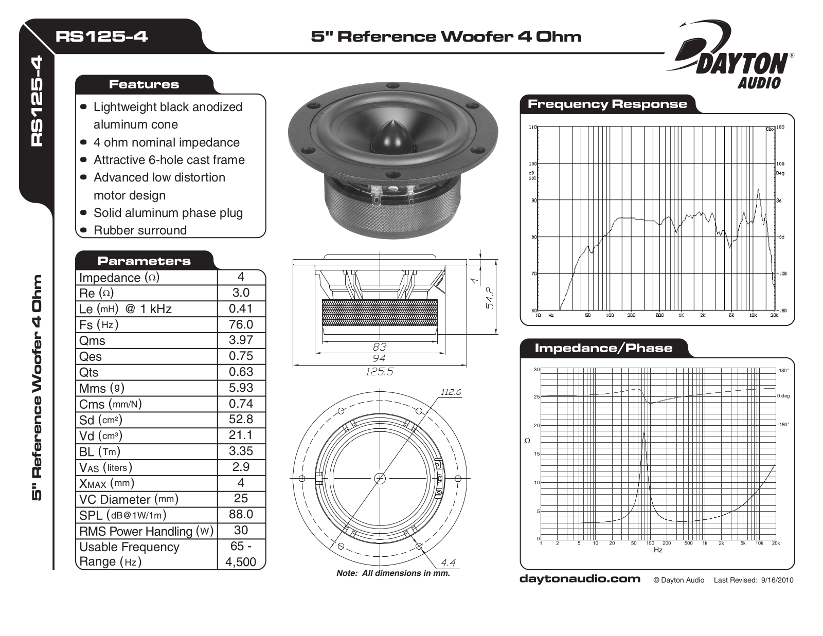 Dayton RS125-4 User Manual