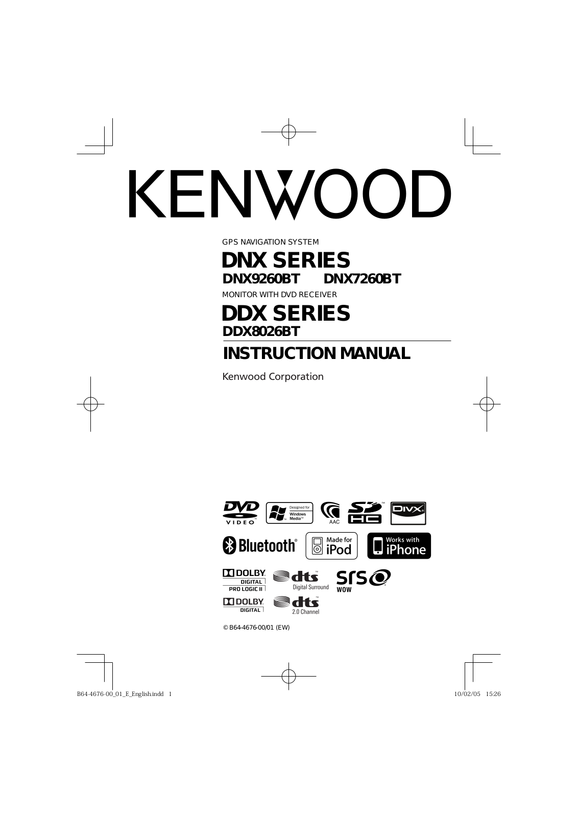 Kenwood DNX9260BT User Manual