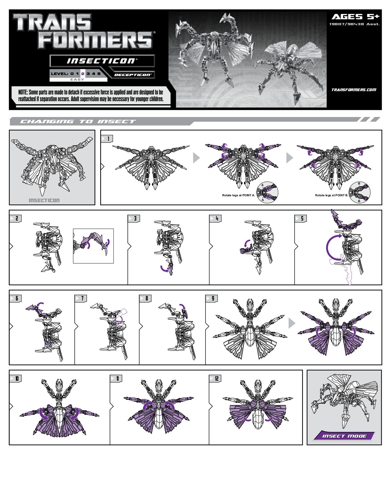 HASBRO Transformers Insecticon User Manual