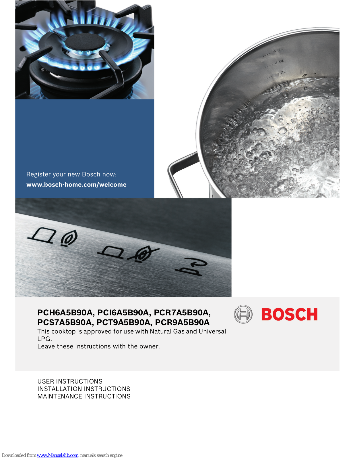 Bosch PCH6A5B90A, PCR7A5B90A, PCS7A5B90A, PPH6A6B20A, PPQ7A6B20A User, Installation And Maintenance Instructions