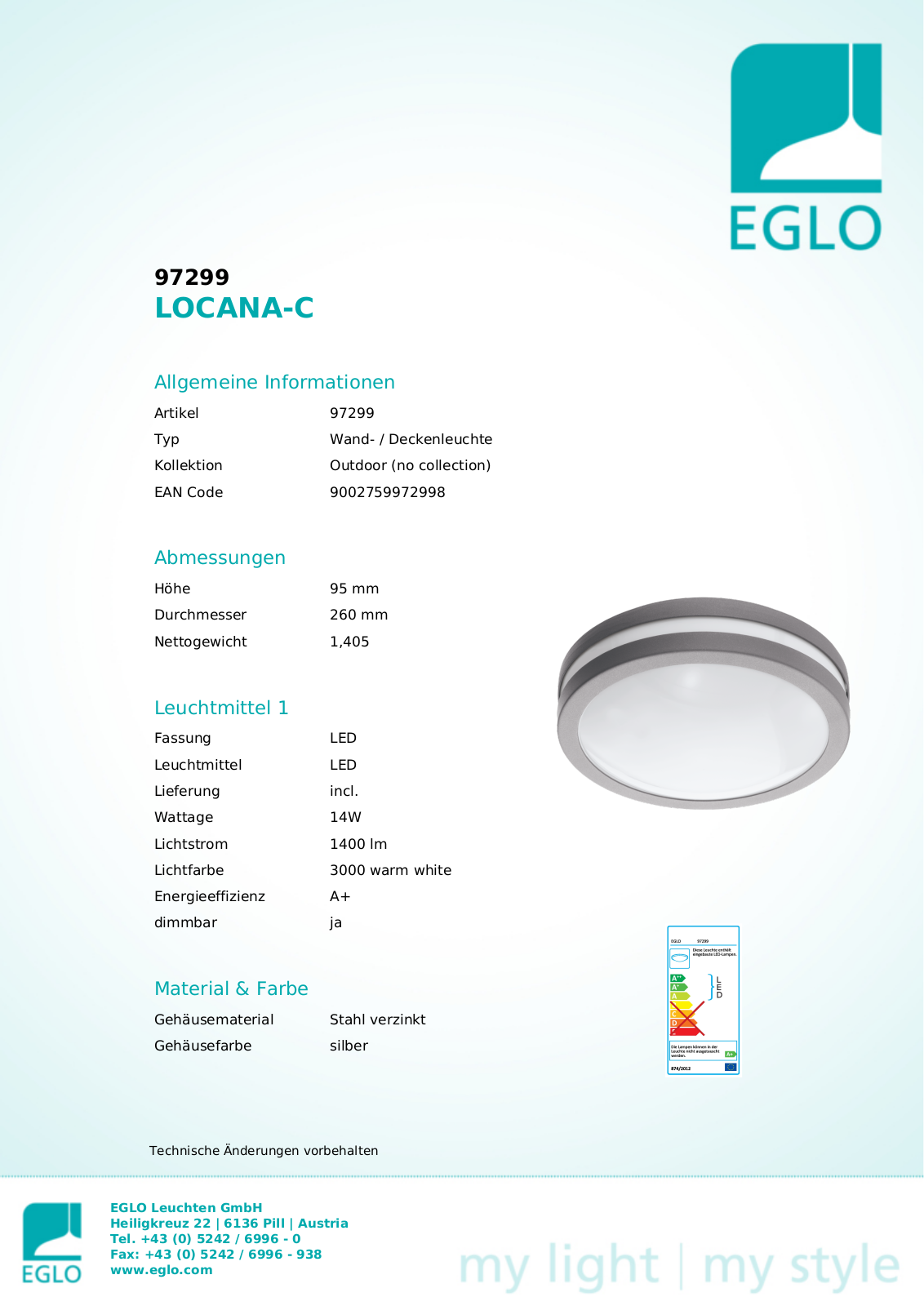 Eglo 97299 Service Manual