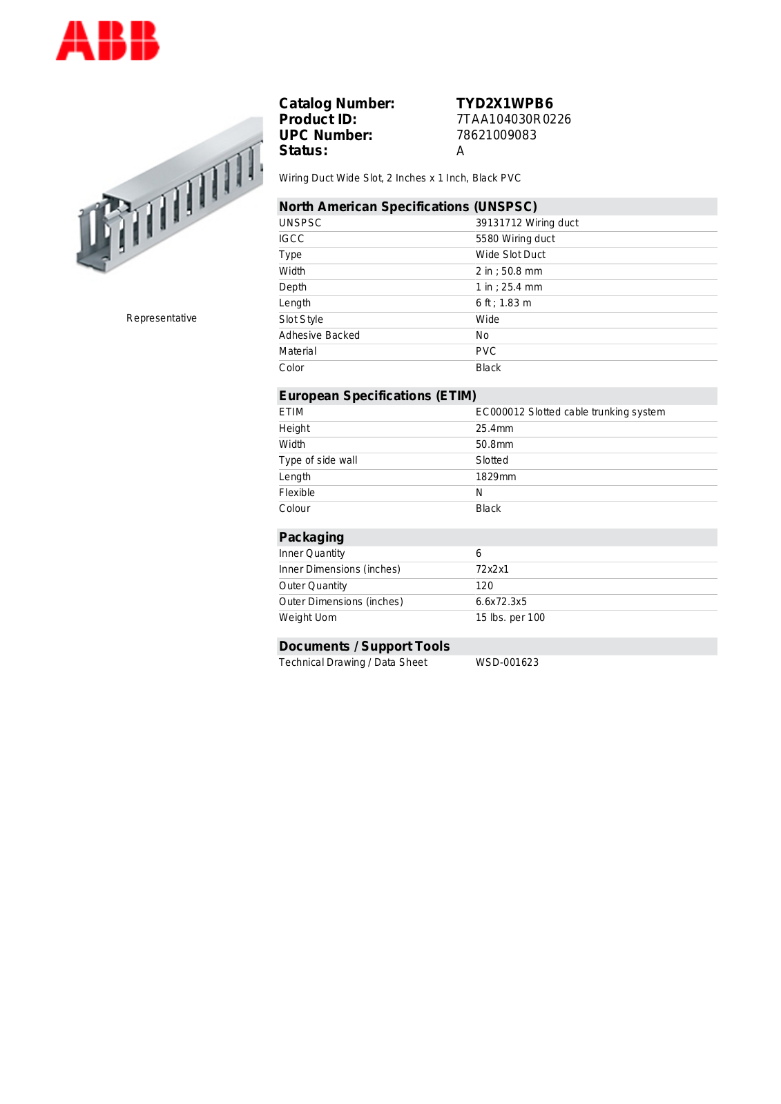 Thomas & Betts TYD2X1WPB6 Data Sheet