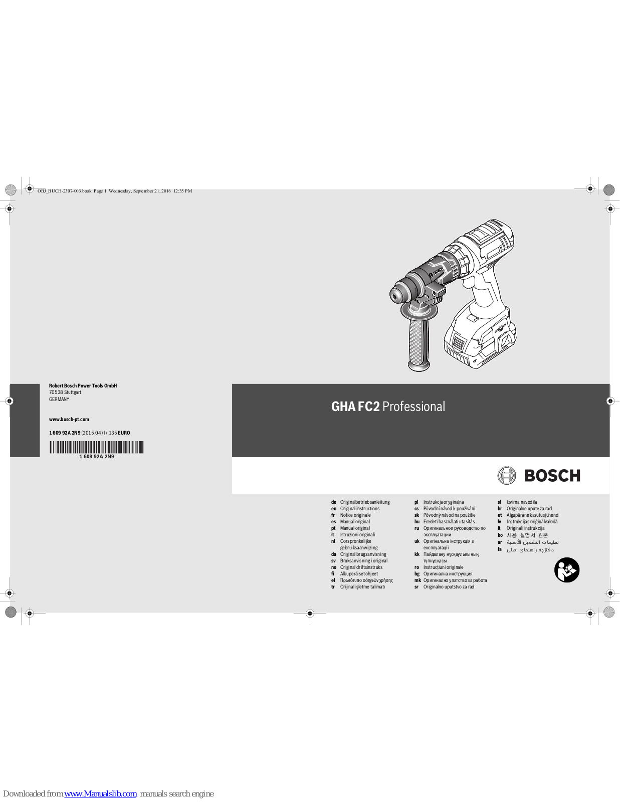 Bosch GHA FC2 Professional Original Instructions Manual