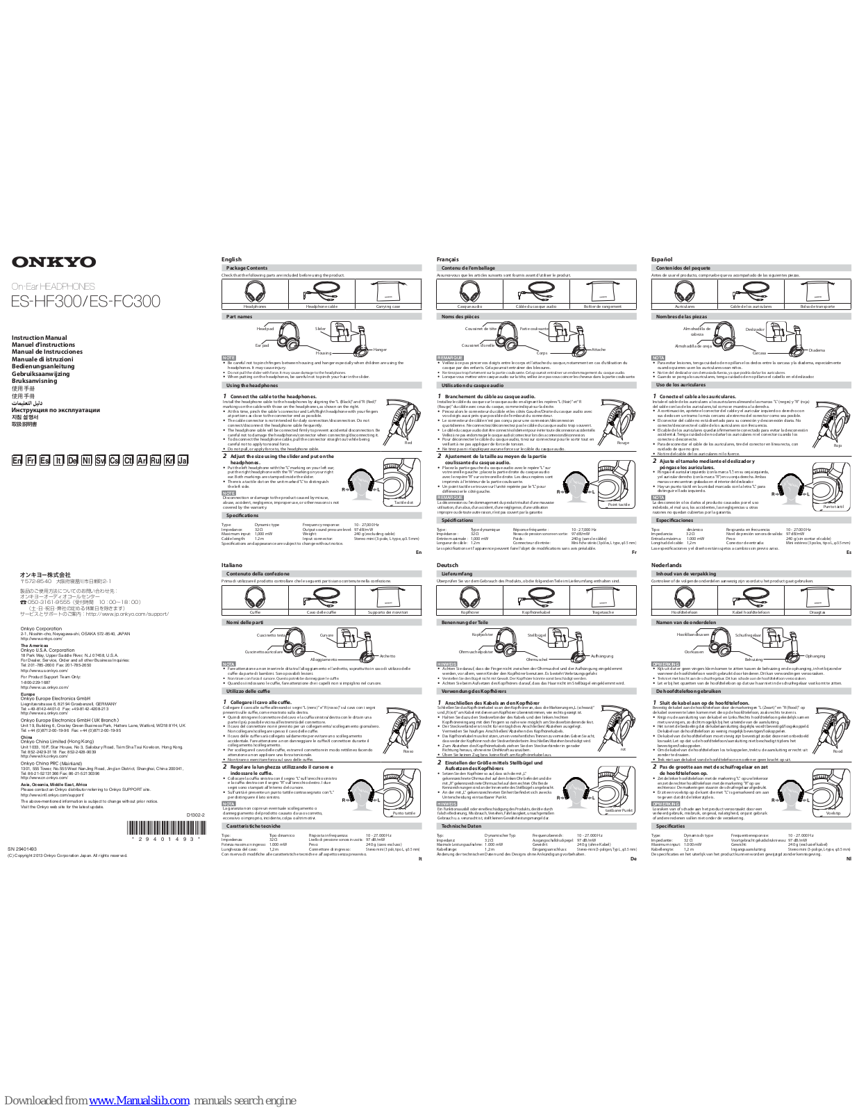 Onkyo ES-HF300, ES-FC300, ES-CTI300 Instruction Manual