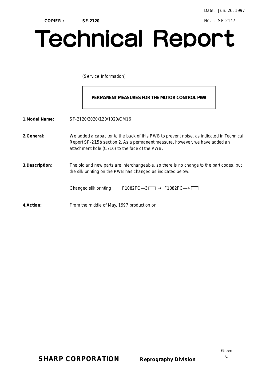 SHARP SP2147 Technical Report