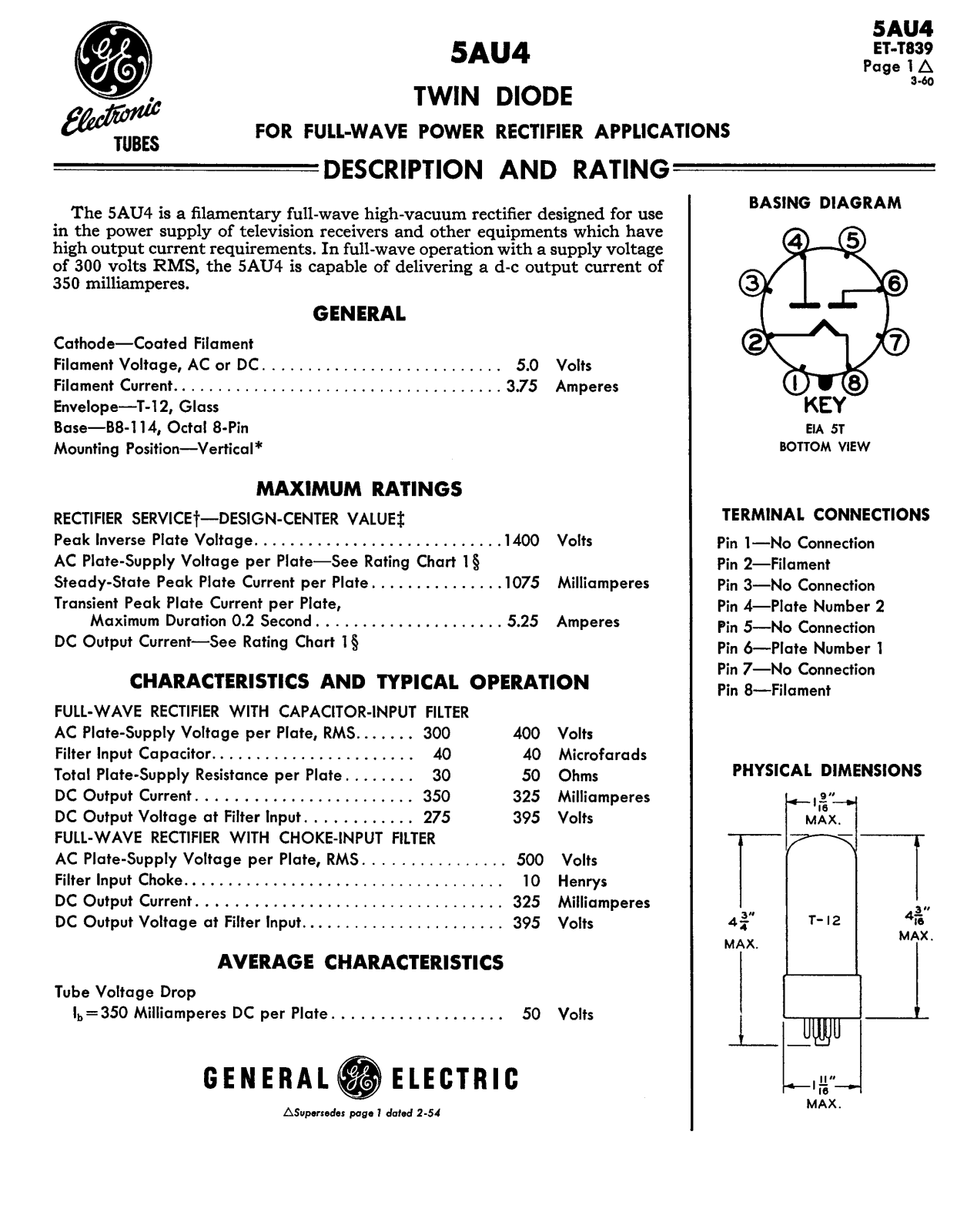 Philips 5au4 DATASHEETS