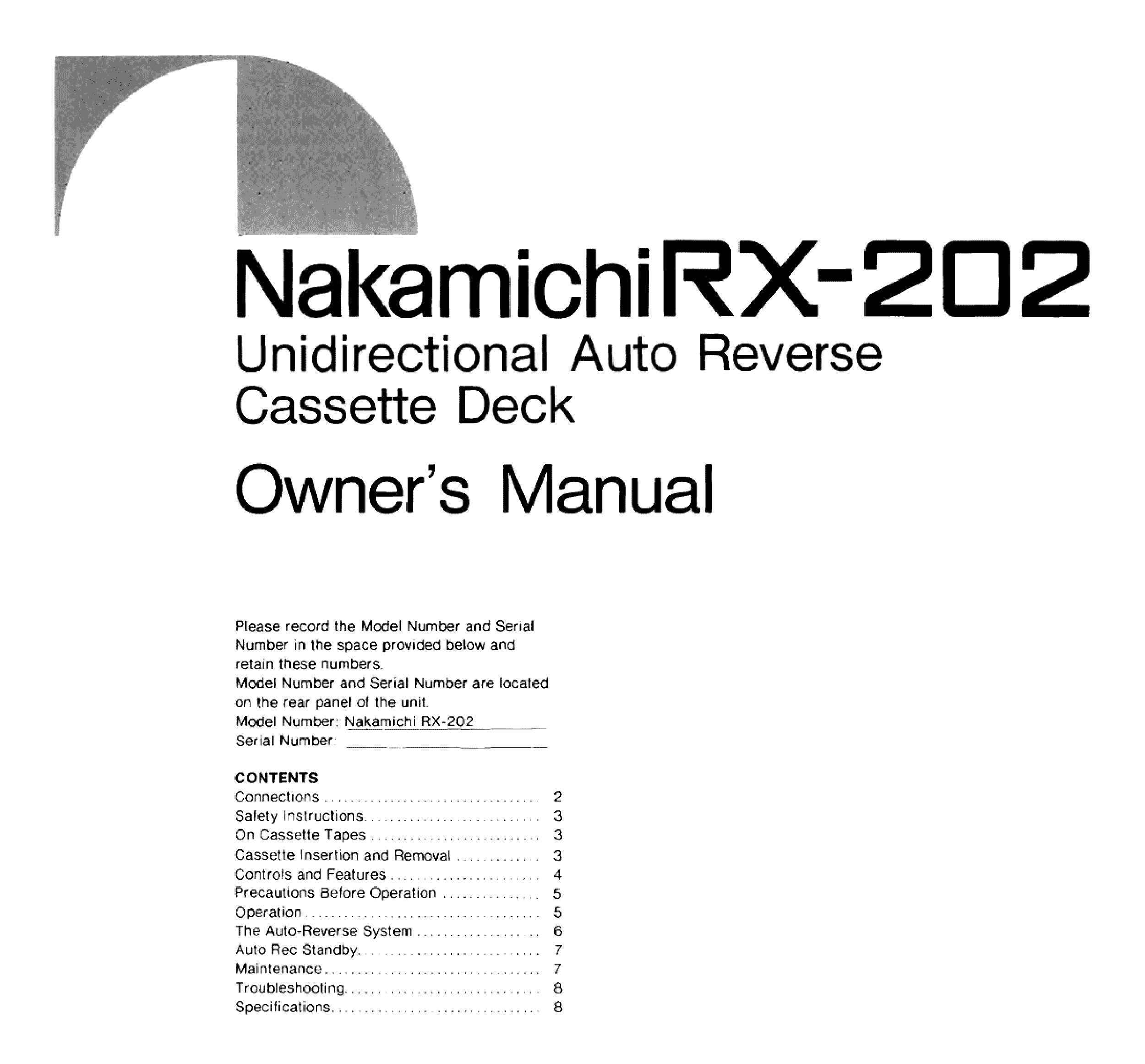 Nakamichi RX202 User Manual